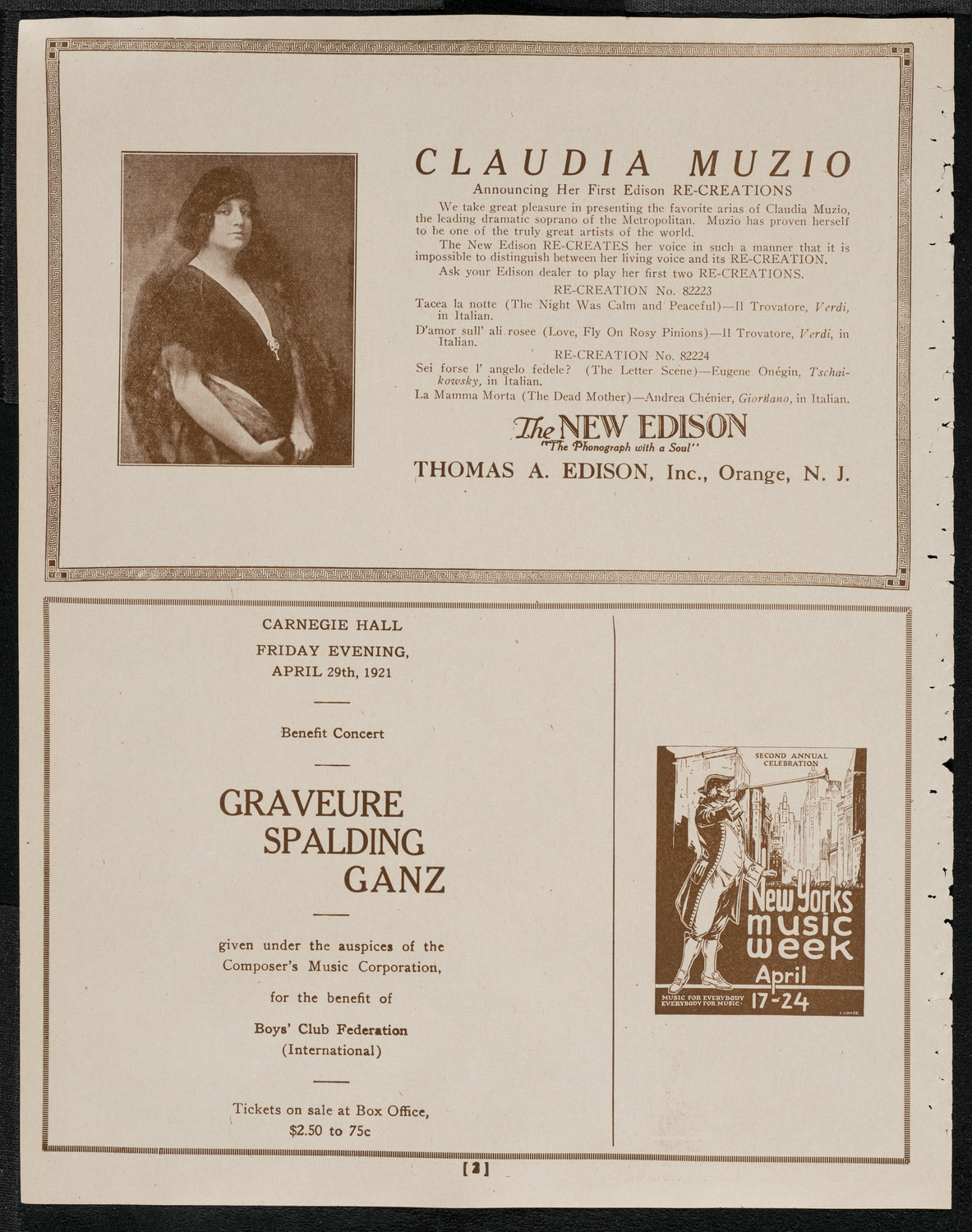 National Symphony Orchestra, April 23, 1921, program page 2