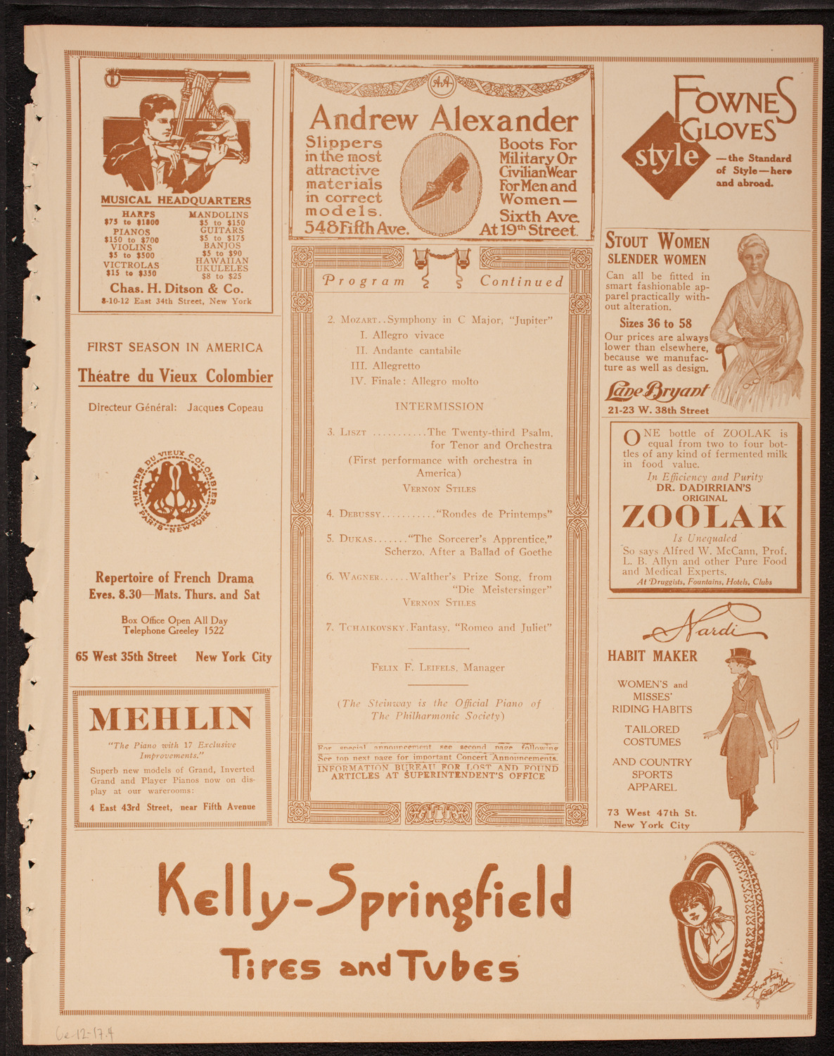New York Philharmonic, December 6, 1917, program page 7