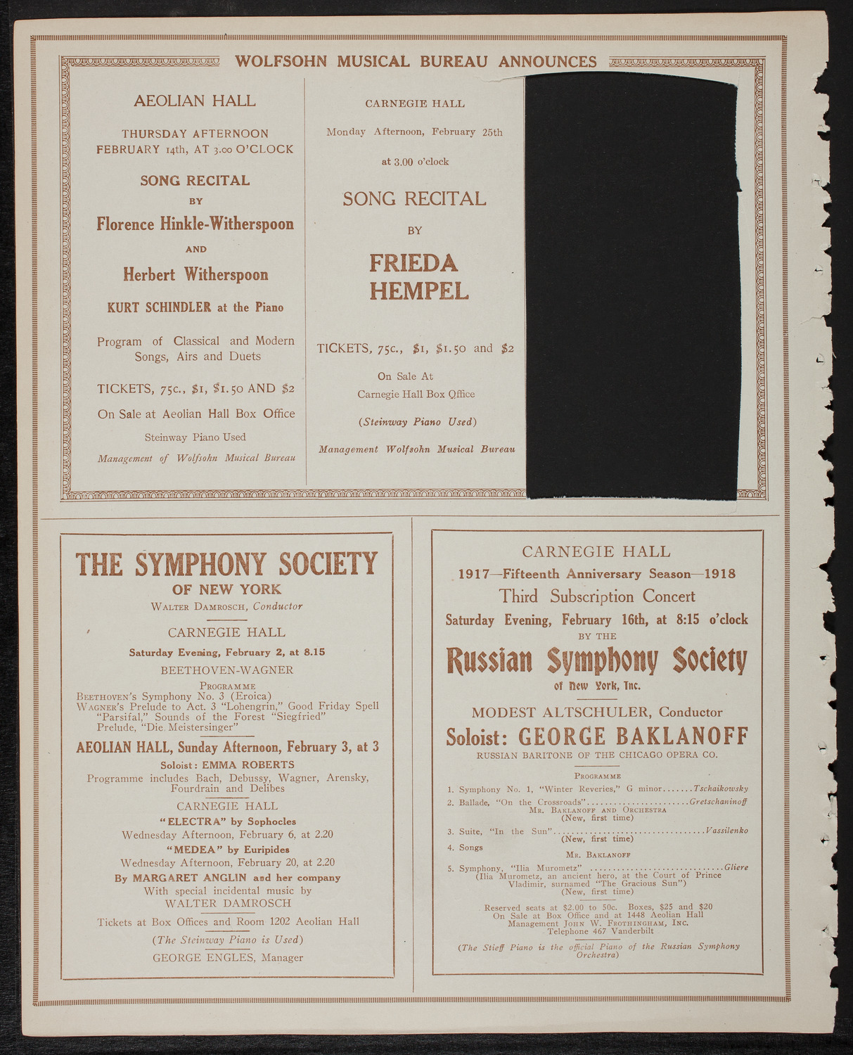 New York Philharmonic, February 1, 1918, program page 8