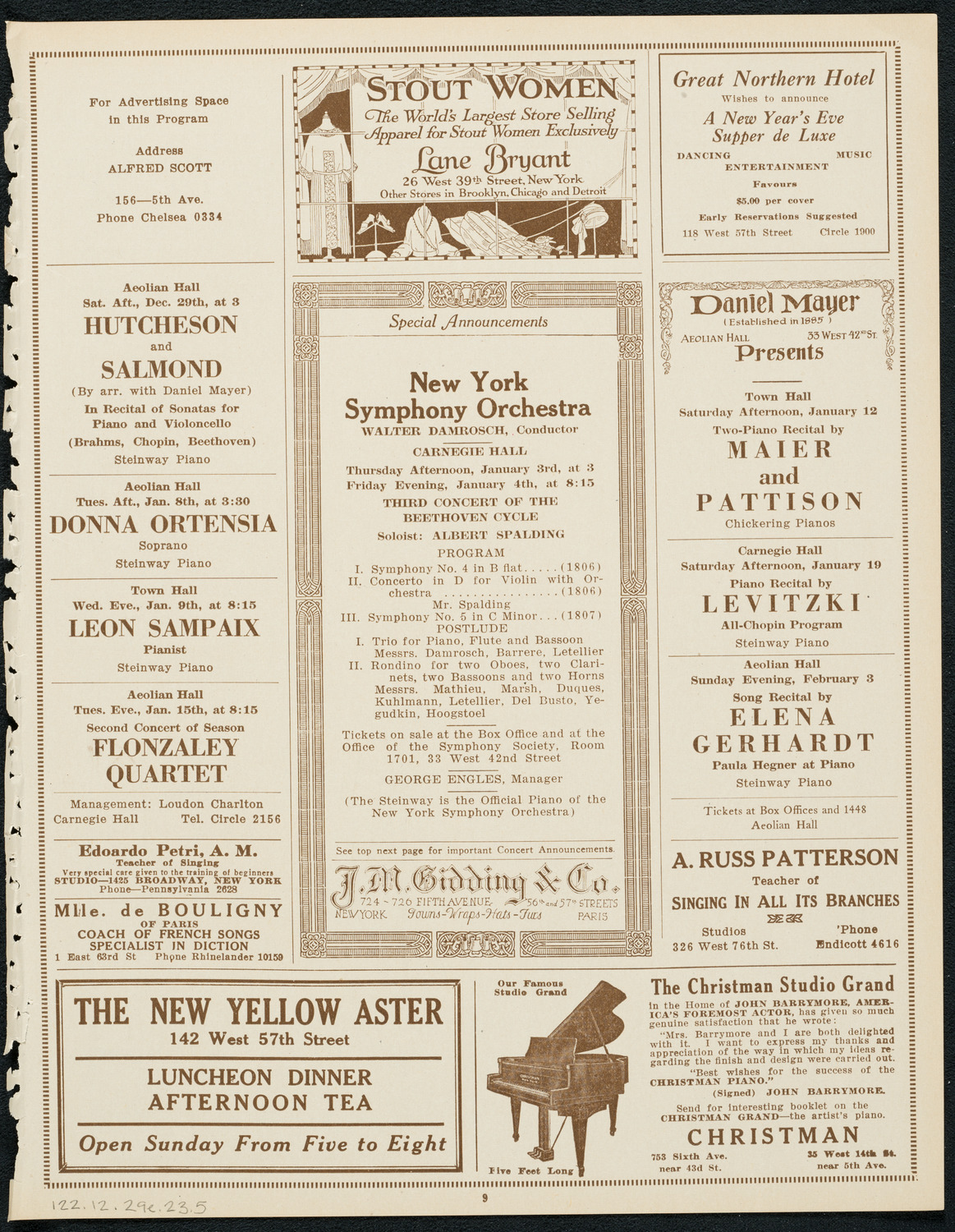 Oratorio Society of New York, December 29, 1923, program page 9