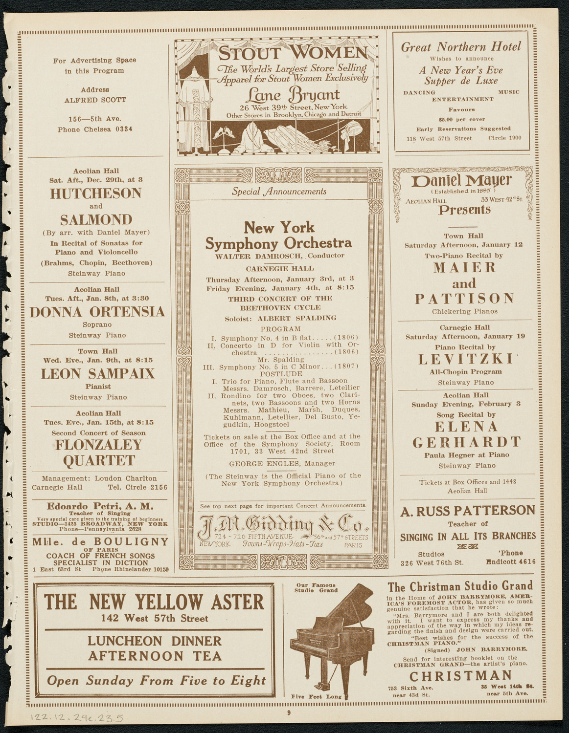 Oratorio Society of New York, December 29, 1923, program page 9