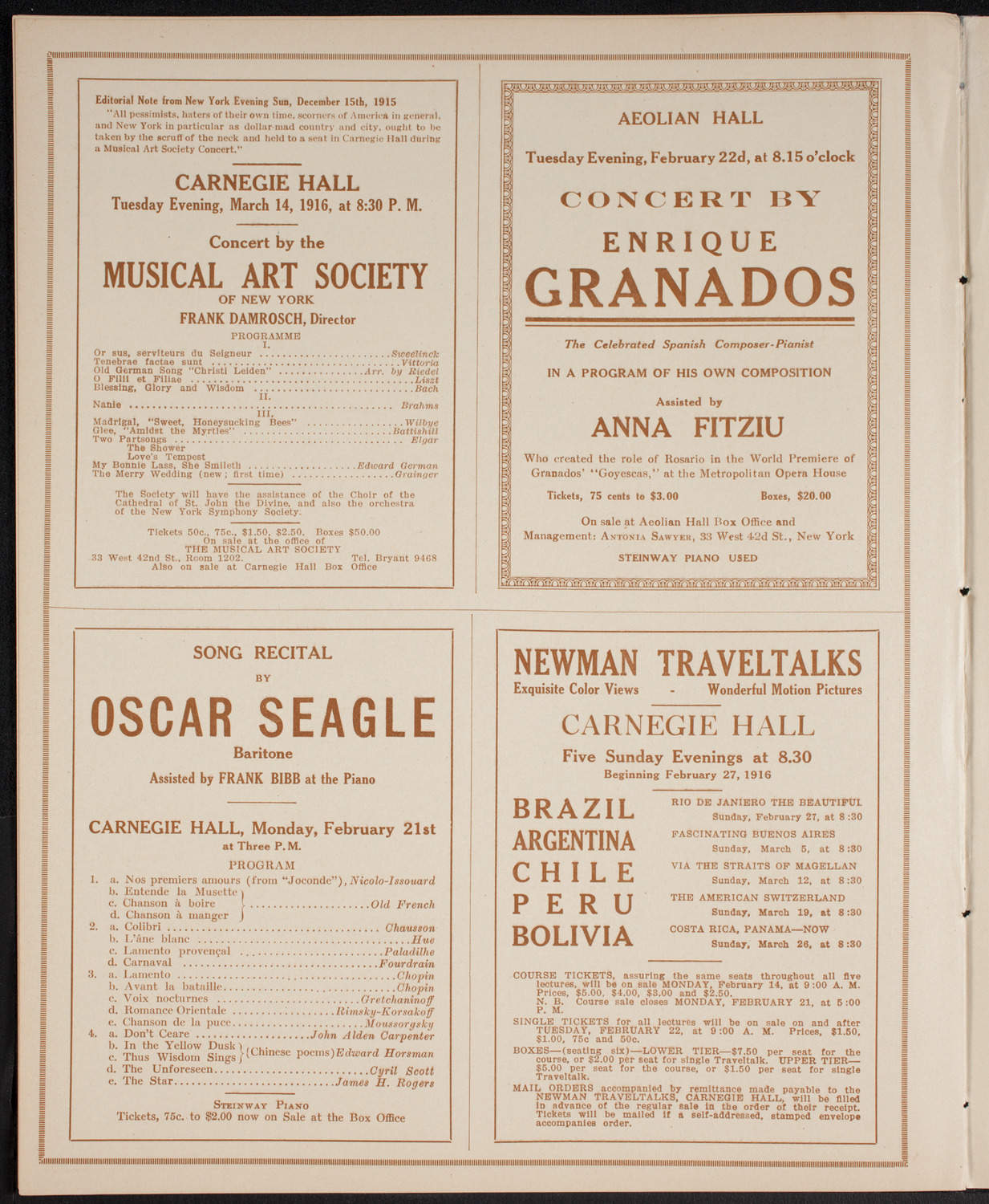 Boston Symphony Orchestra, February 19, 1916, program page 10