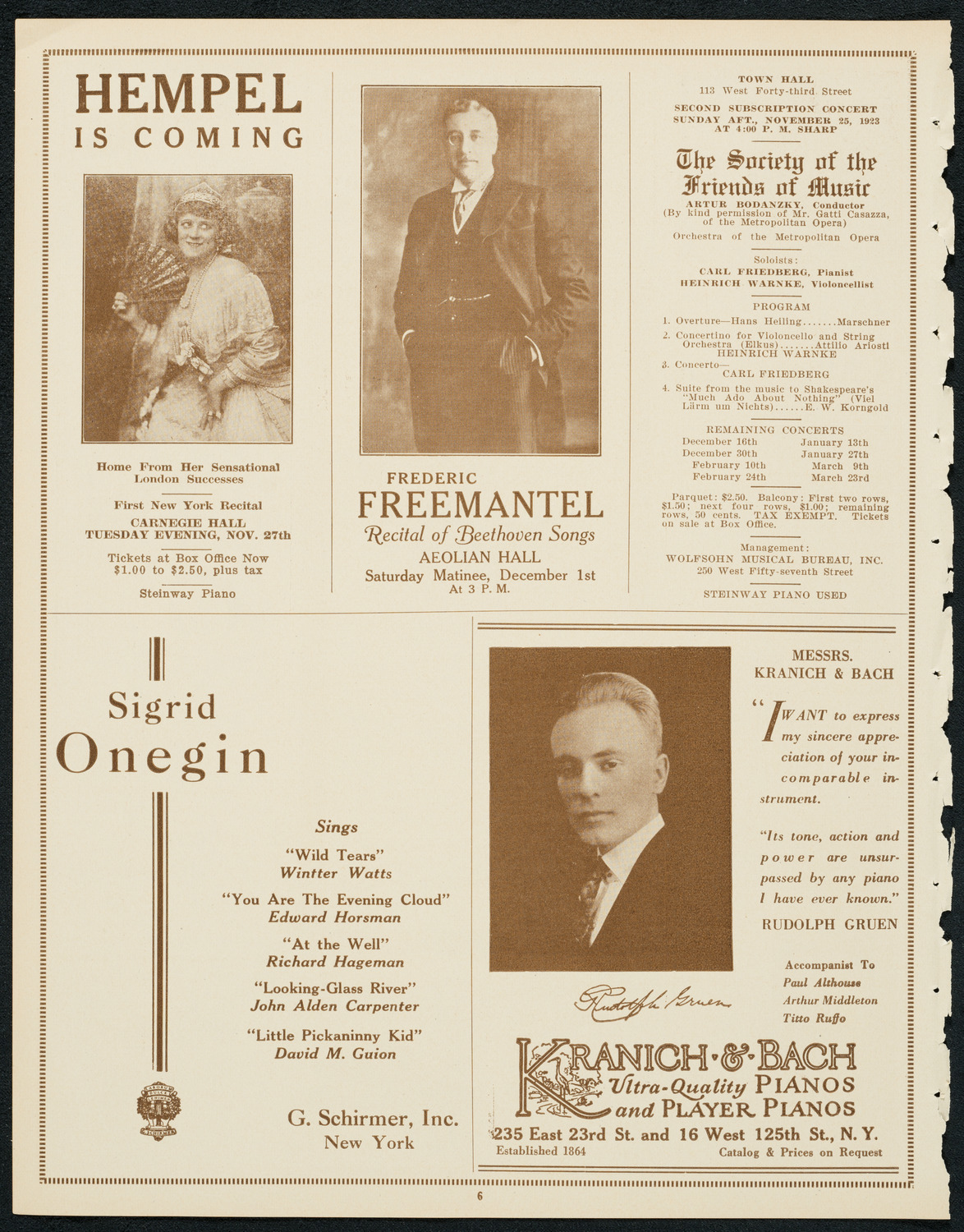 Duncan Dancers, November 17, 1923, program page 6