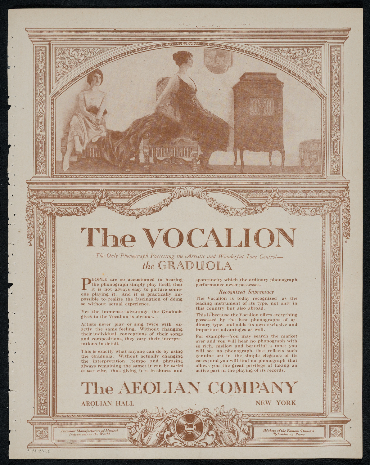 National Symphony Orchestra, February 21, 1921, program page 11