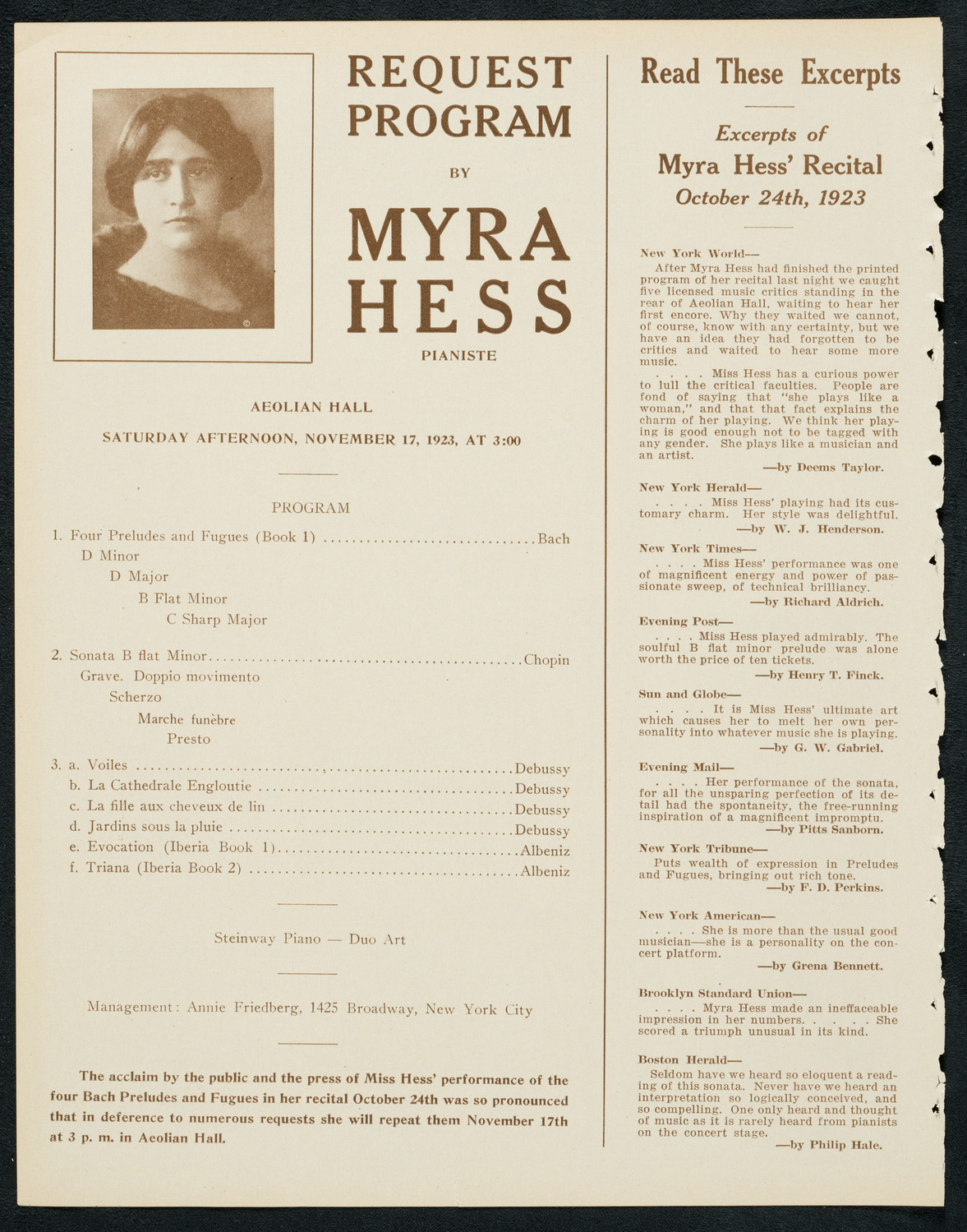 New York Philharmonic Students' Concert, November 12, 1923, program page 4