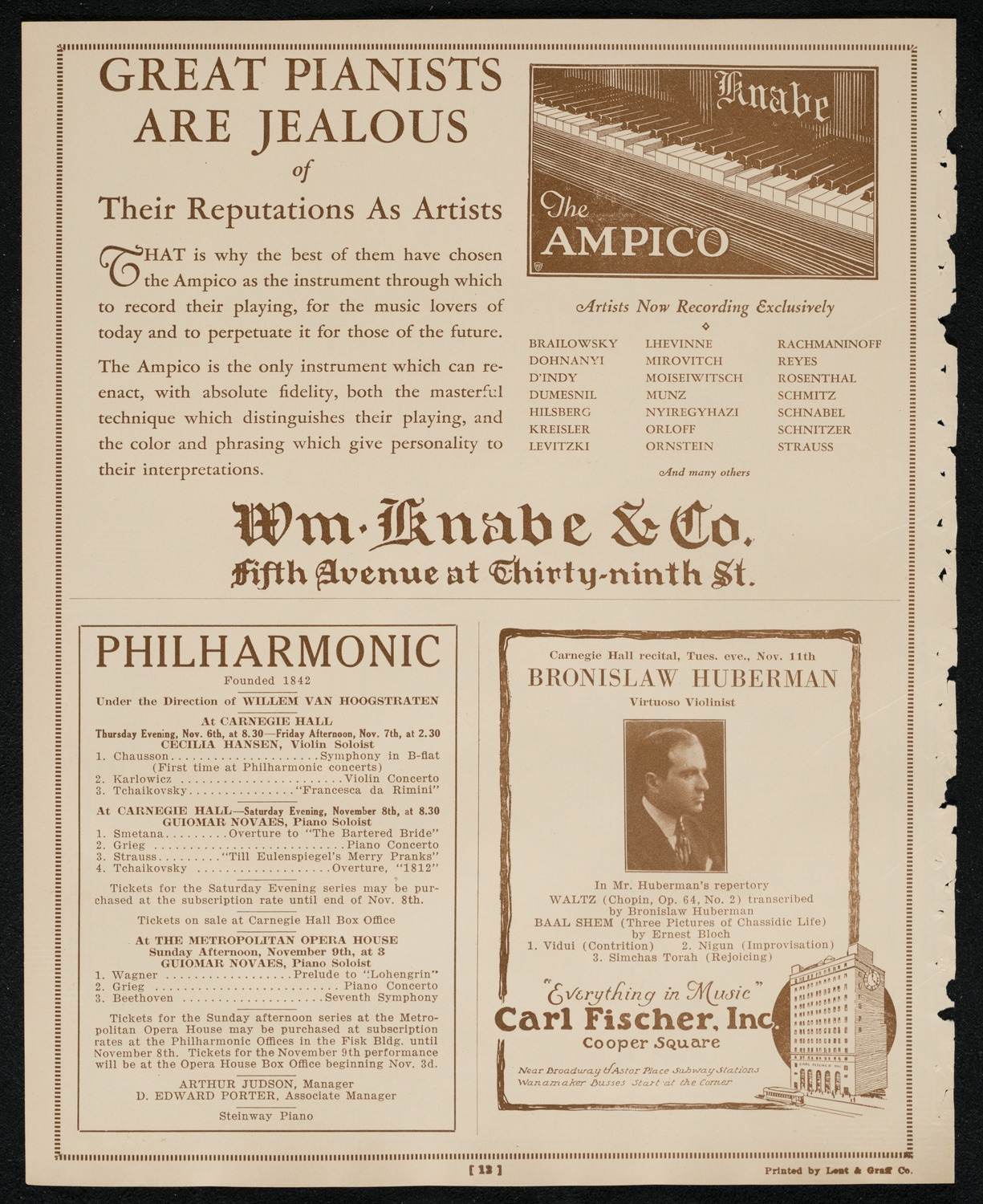 Philadelphia Orchestra, November 4, 1924, program page 12