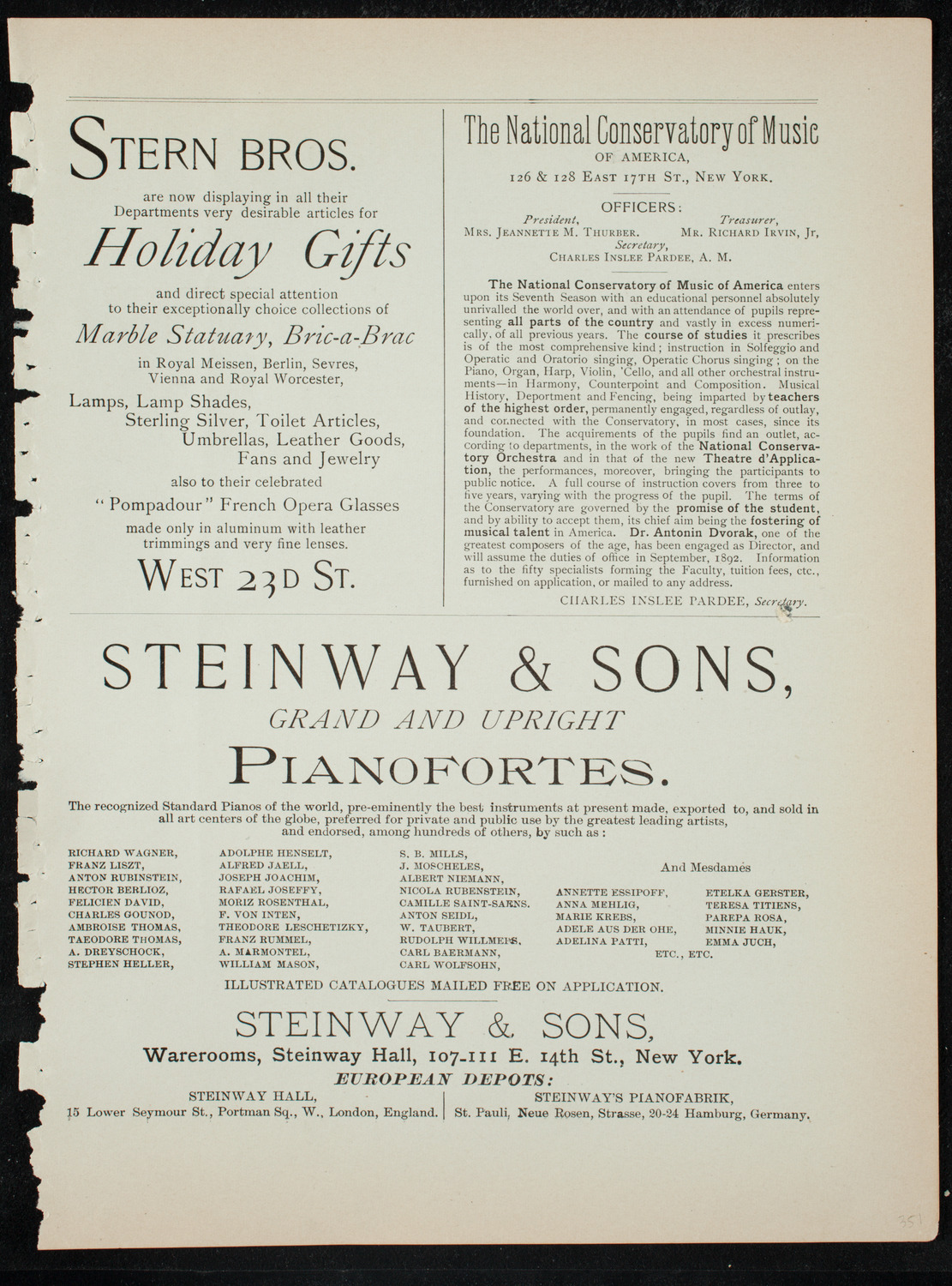 Damrosch Sunday Concert, December 13, 1891, program page 7