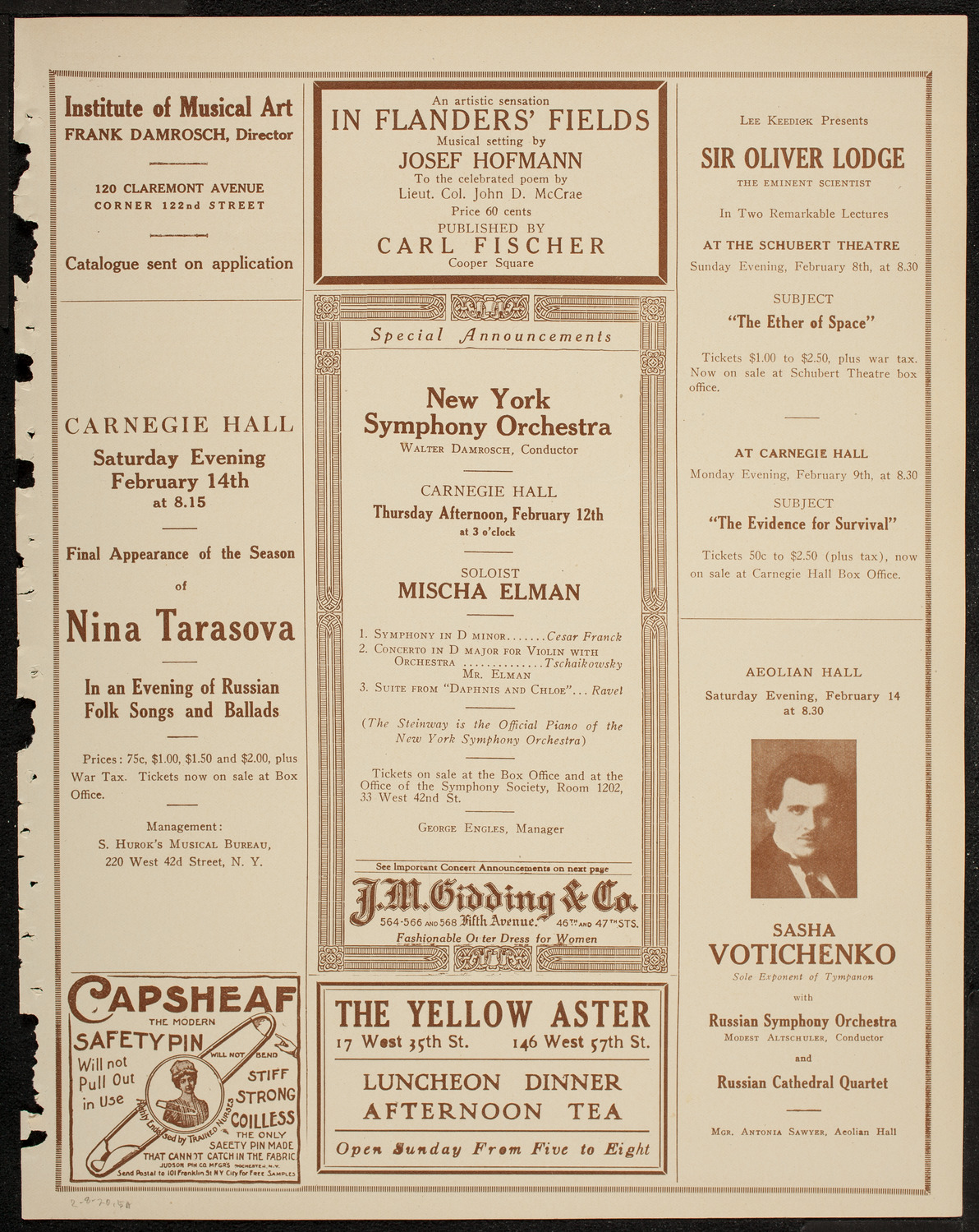 Josef Hofmann, Piano, February 8, 1920, program page 9
