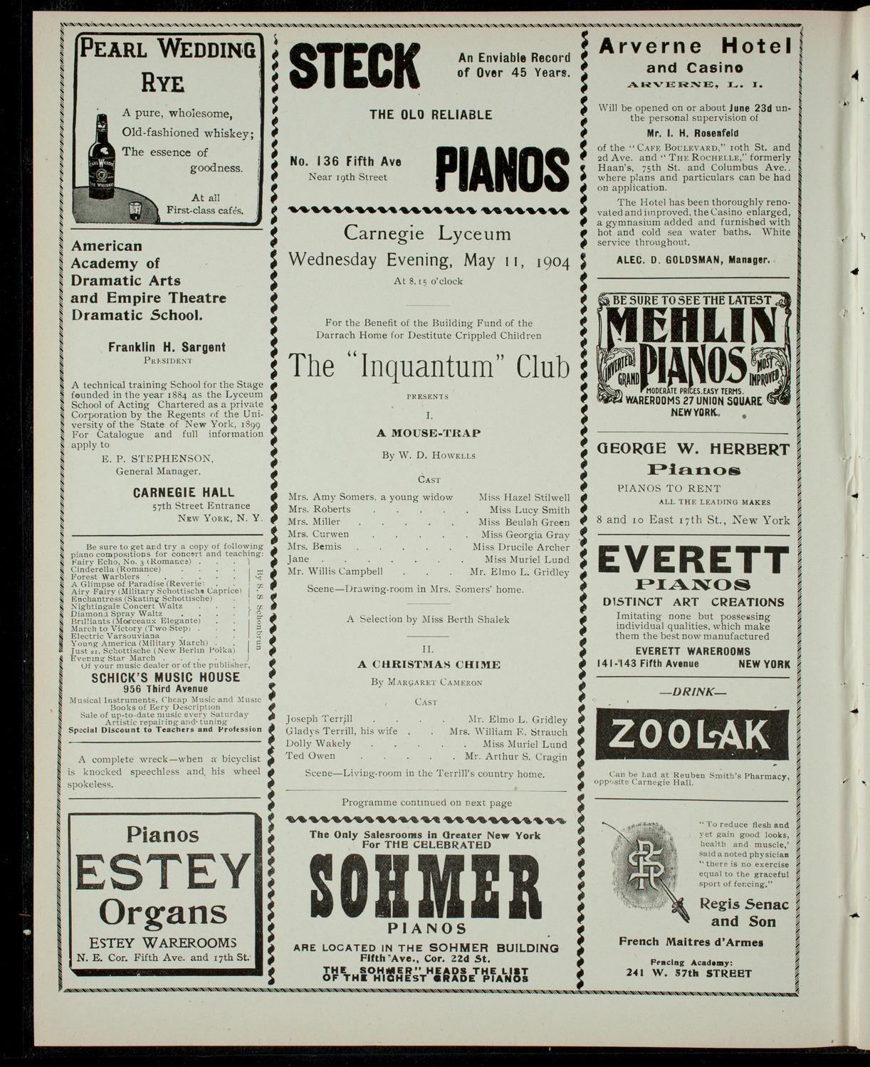 The Inquantum Club, May 11, 1904, program page 2