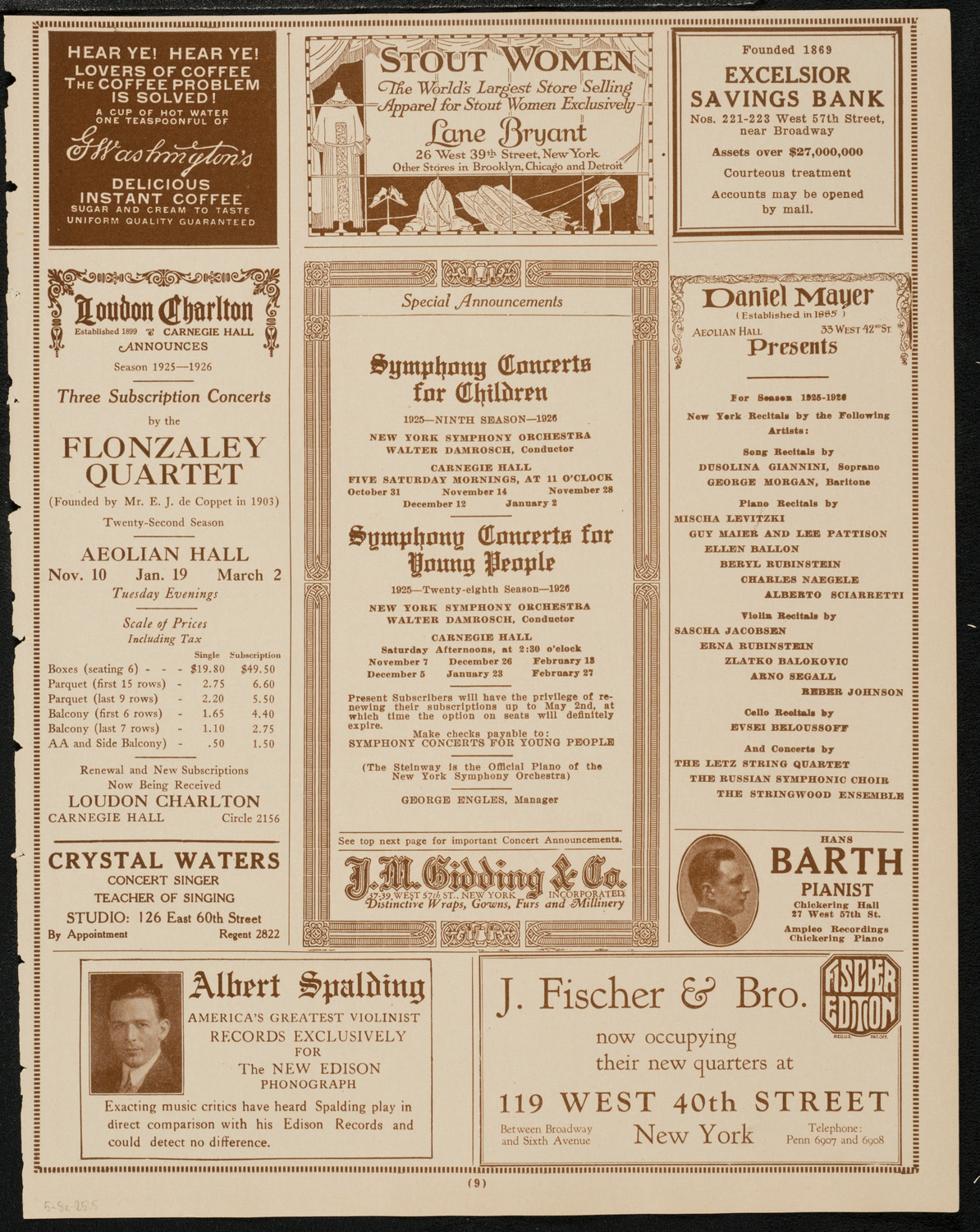 New York Music Week Association Concert, May 8, 1925, program page 9