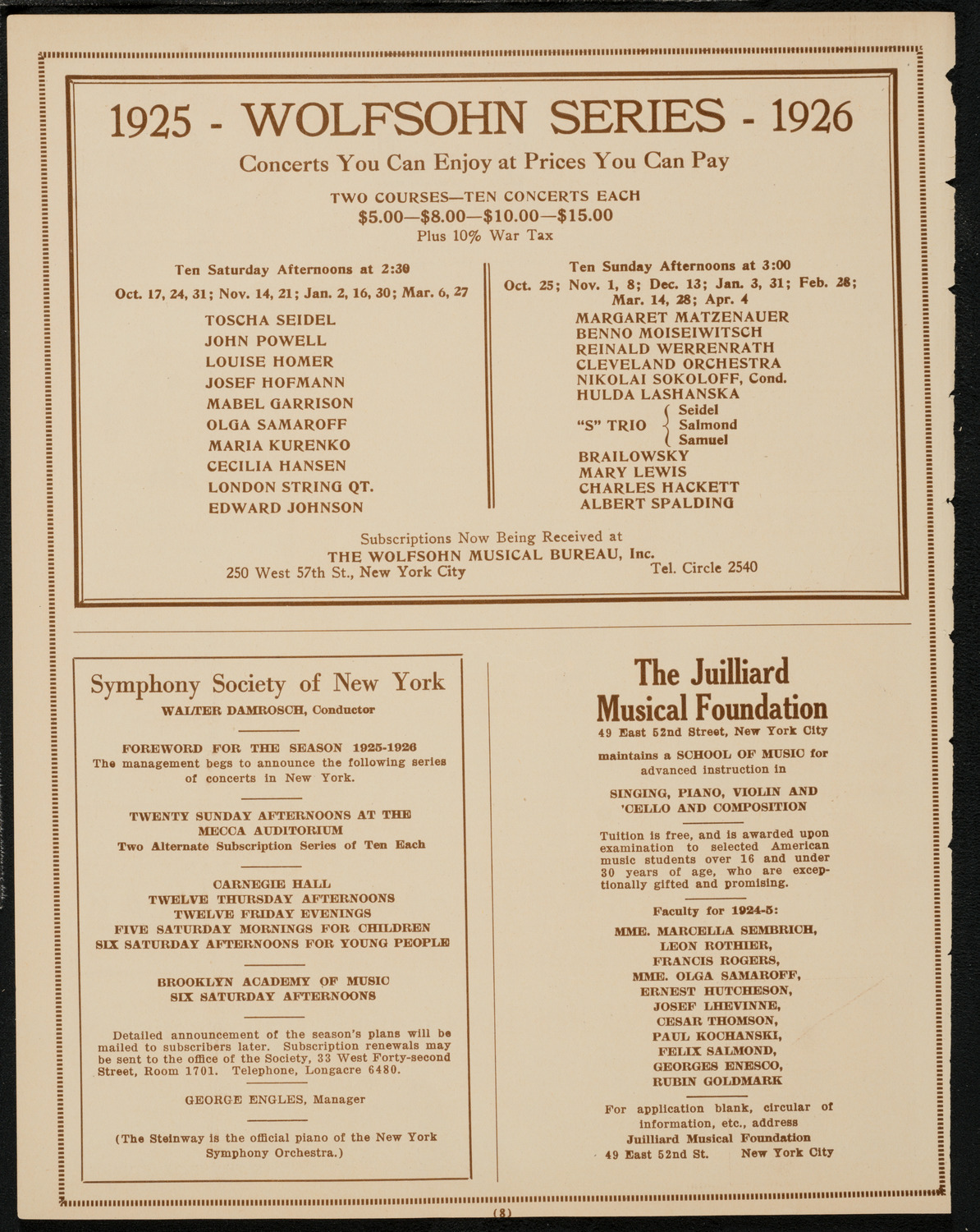 New York Music Week Association Concert, May 7, 1925, program page 8