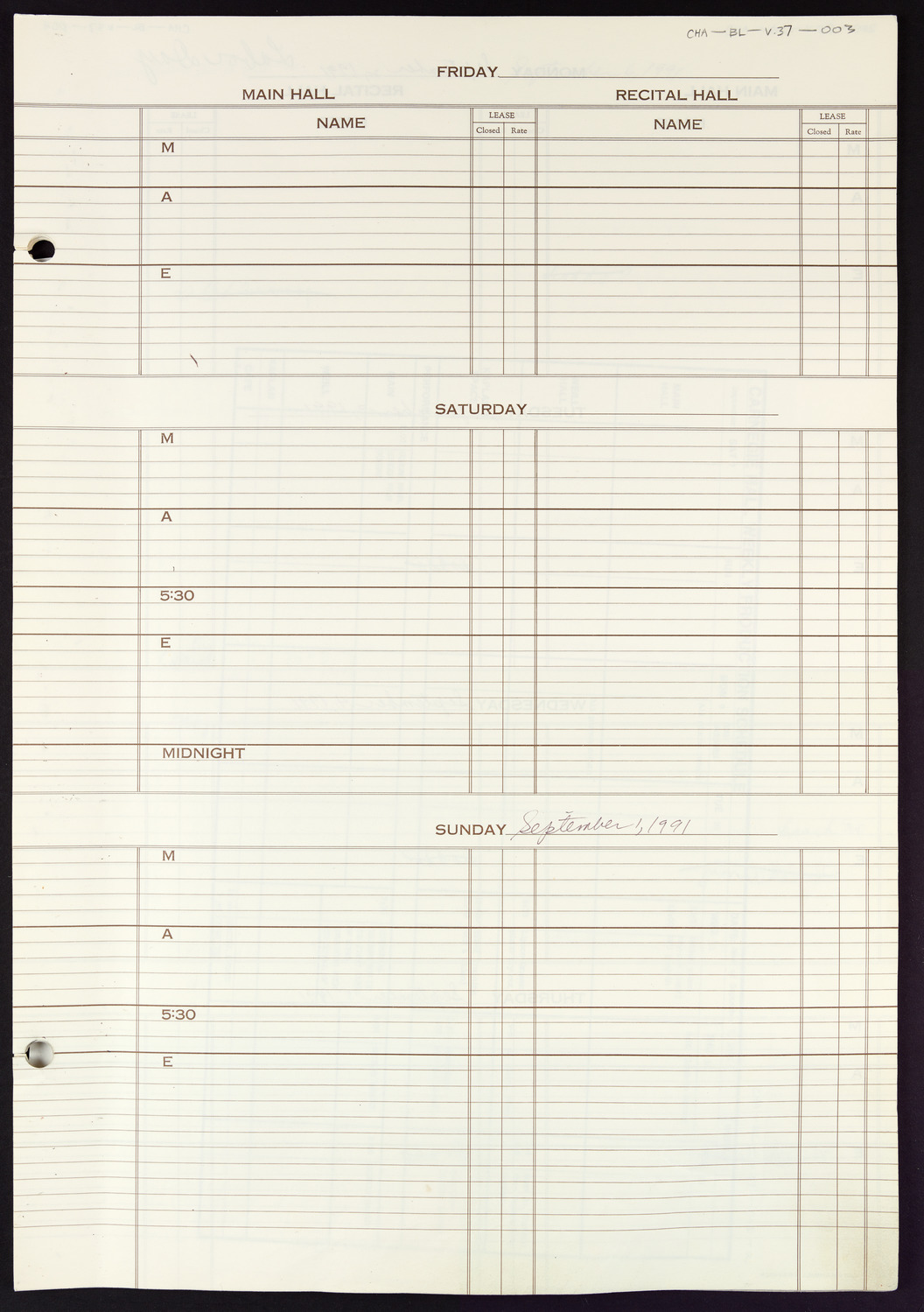 Carnegie Hall Booking Ledger, volume 37, page 3