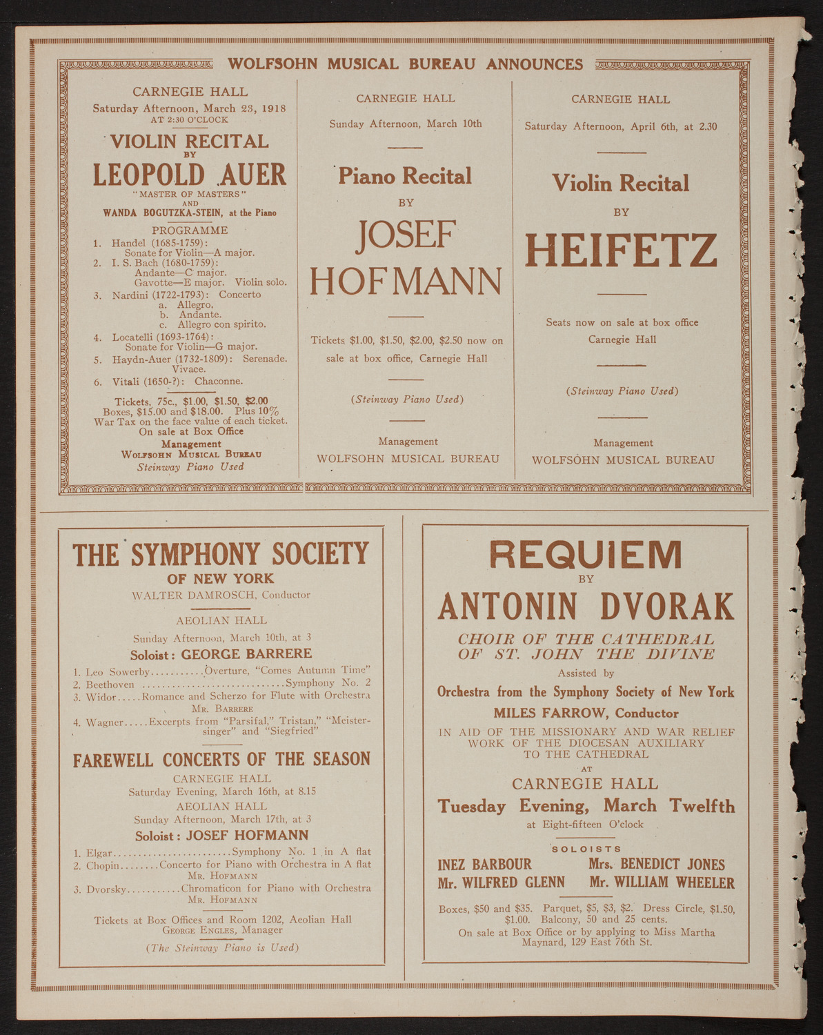 New York Symphony Orchestra, March 8, 1918, program page 8