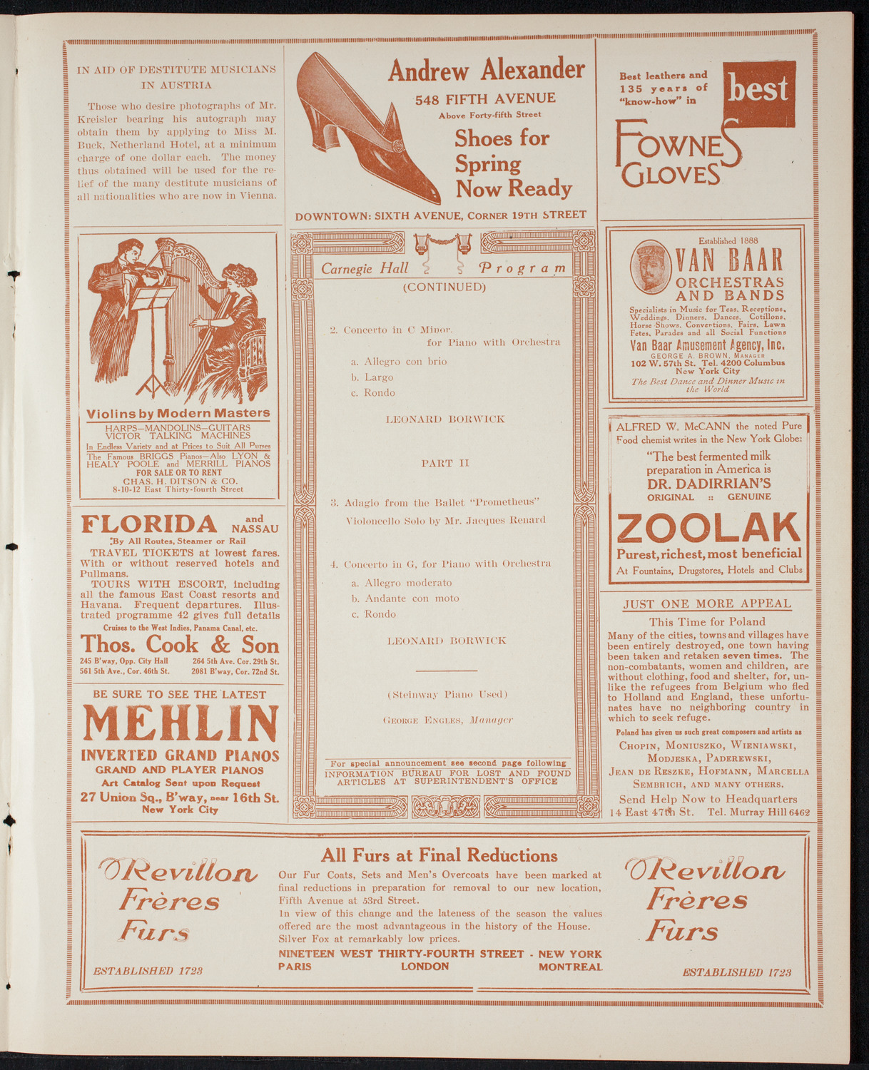 New York Symphony Orchestra, March 9, 1915, program page 7