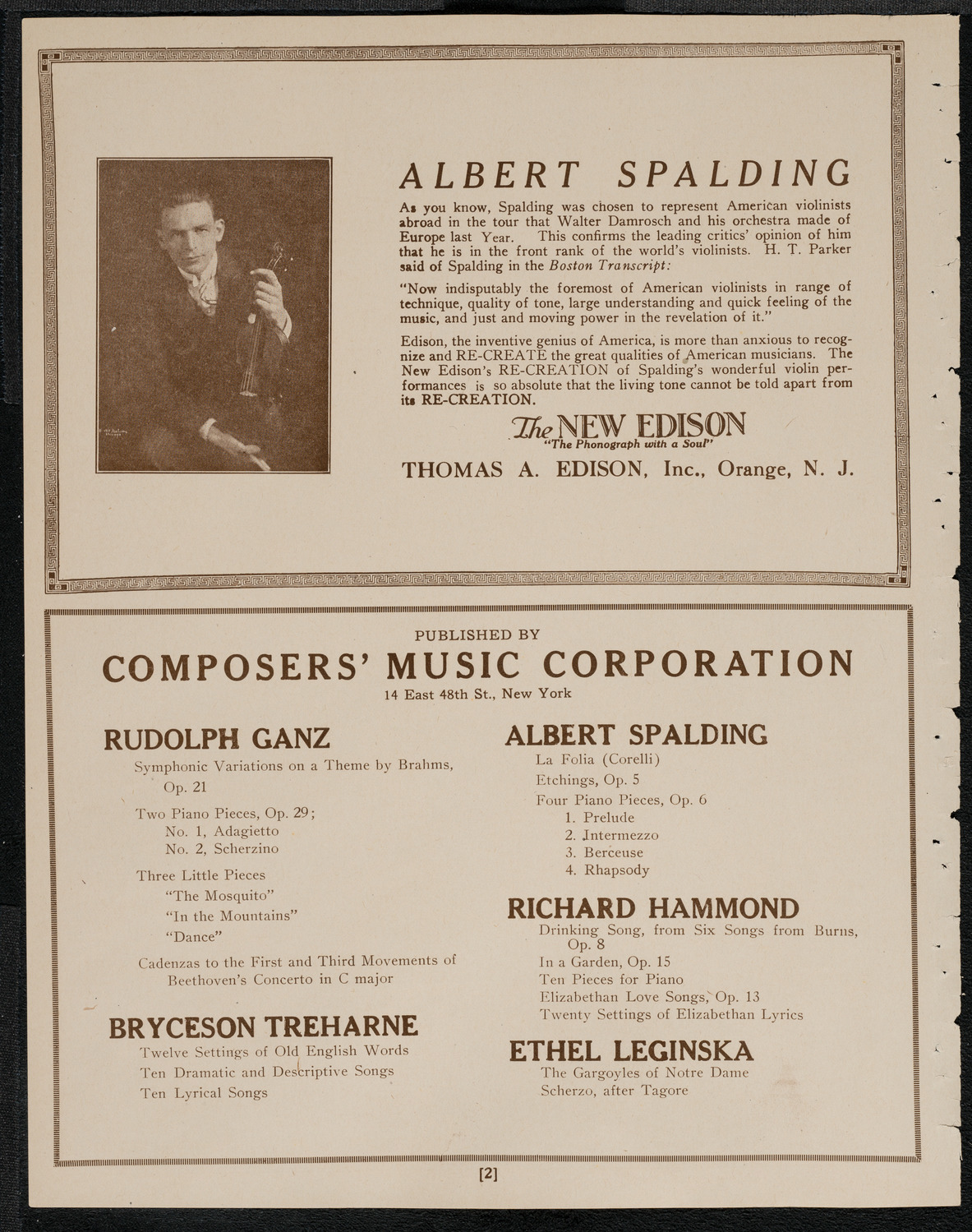 Amelita Galli-Curci, Soprano, May 12, 1921, program page 2
