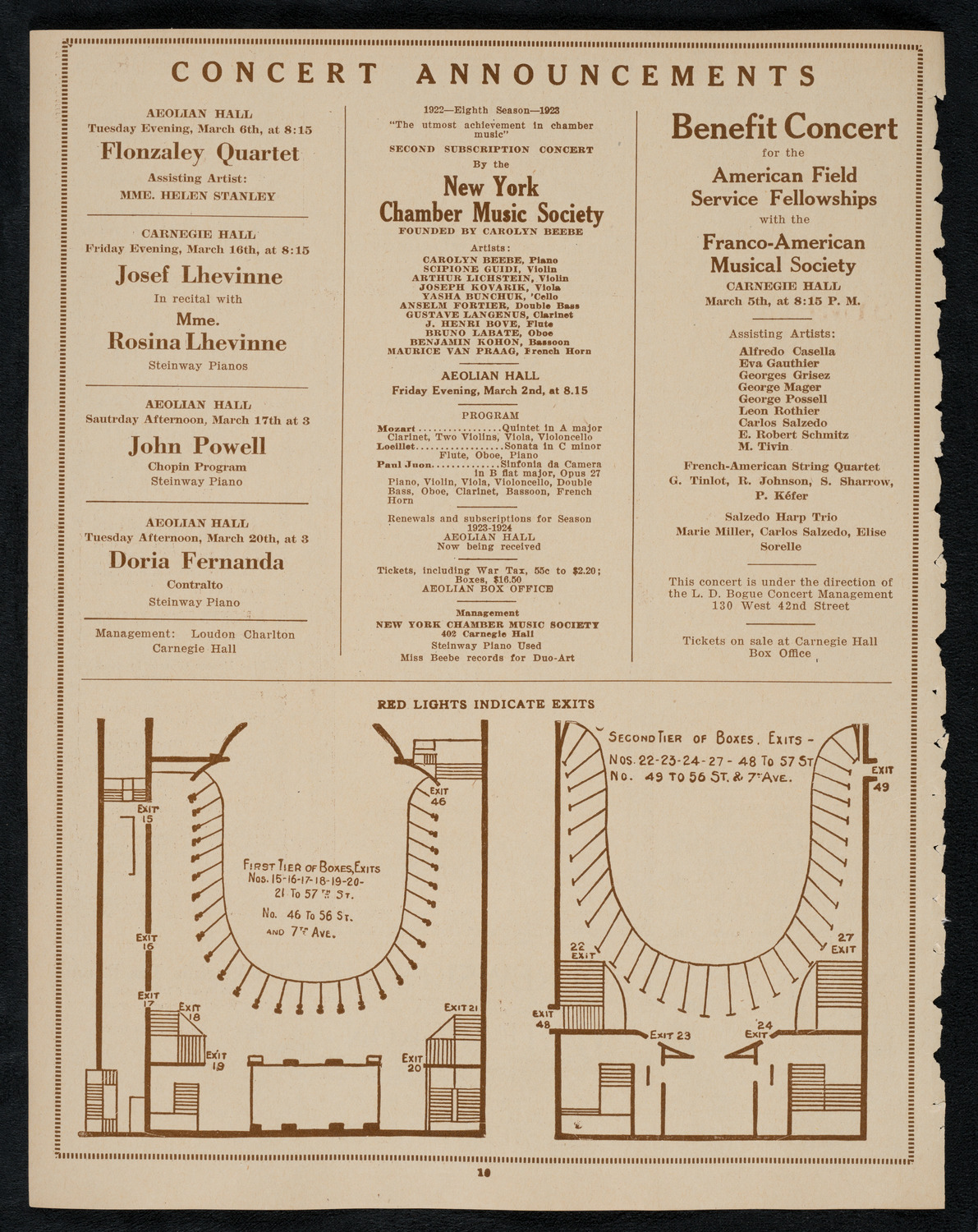 New York Philharmonic, March 1, 1923, program page 10