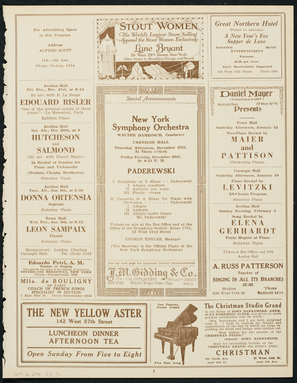 Schola Cantorum of New York, December 20, 1923, program page 9