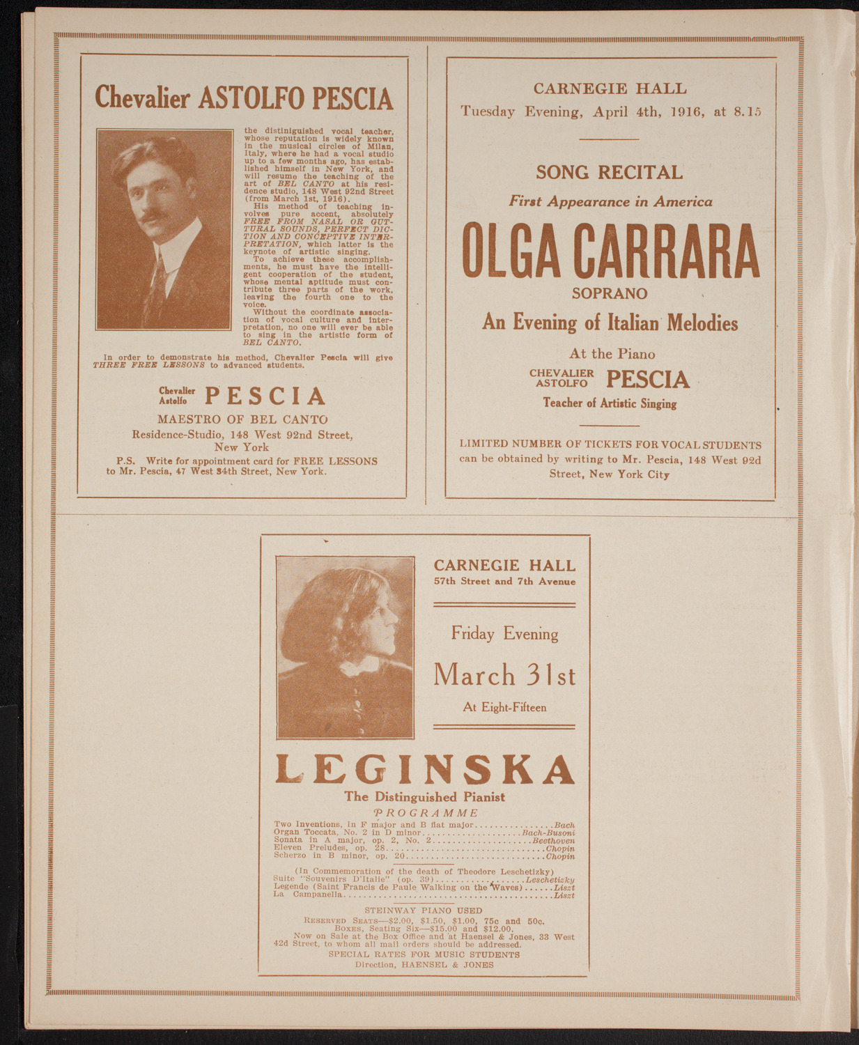 New York Symphony Orchestra, March 15, 1916, program page 8
