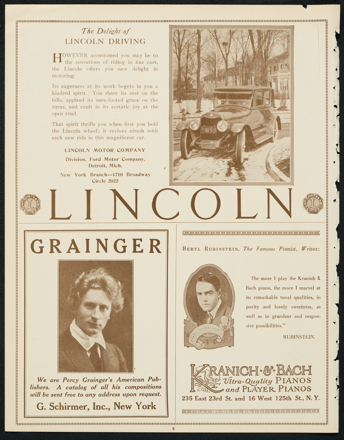 Virginia Myers, assisted by Orchestra, December 10, 1923, program page 6