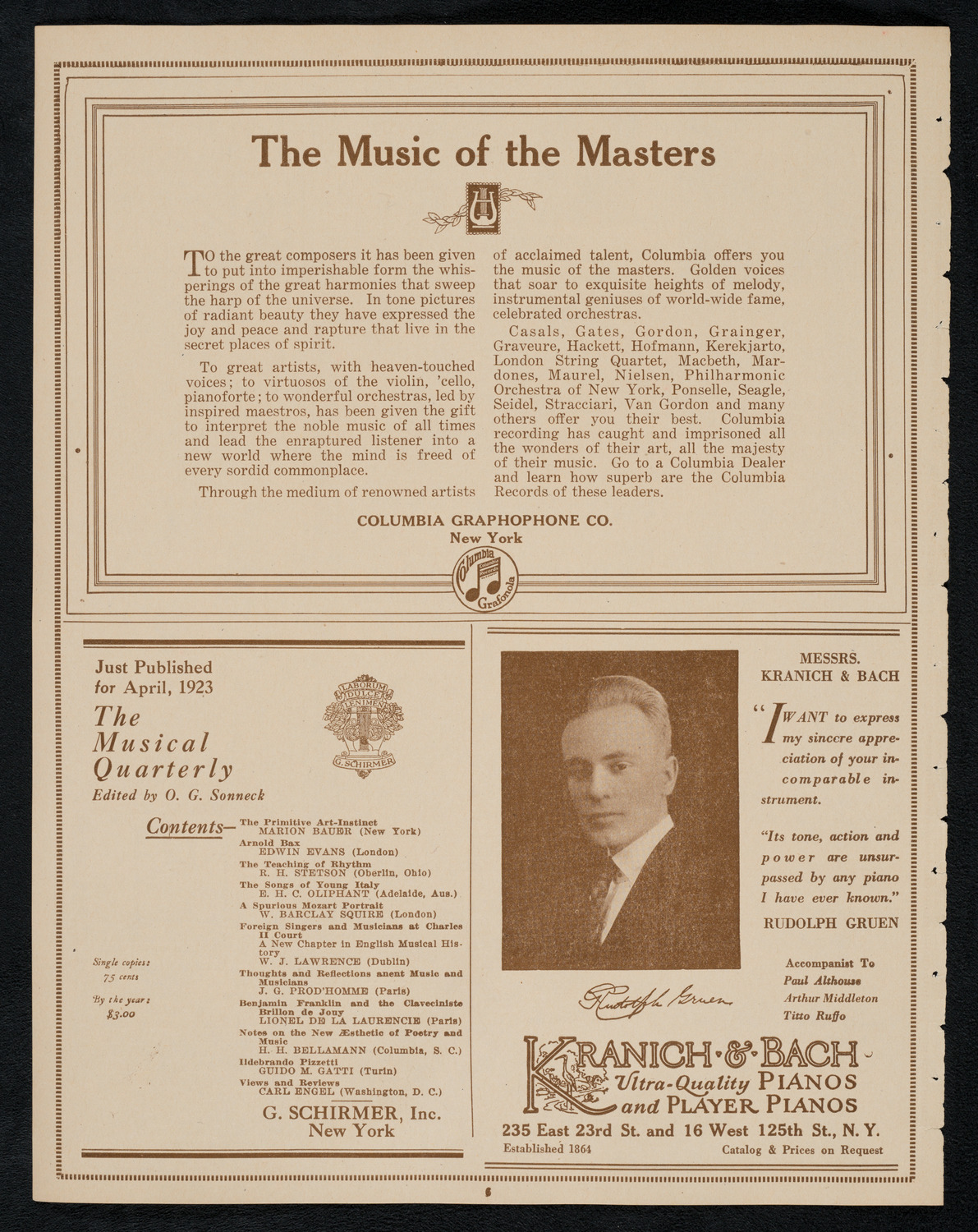 The Full Membership of The Philharmonic Orchestra, April 18, 1923, program page 6