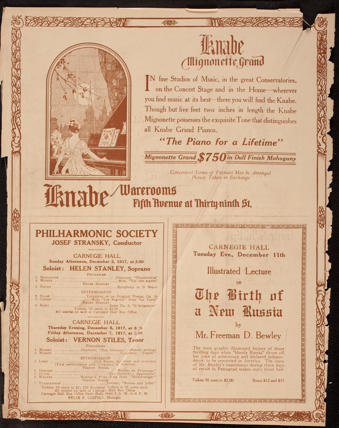 Jascha Heifetz, Violin, December 1, 1917, program page 12