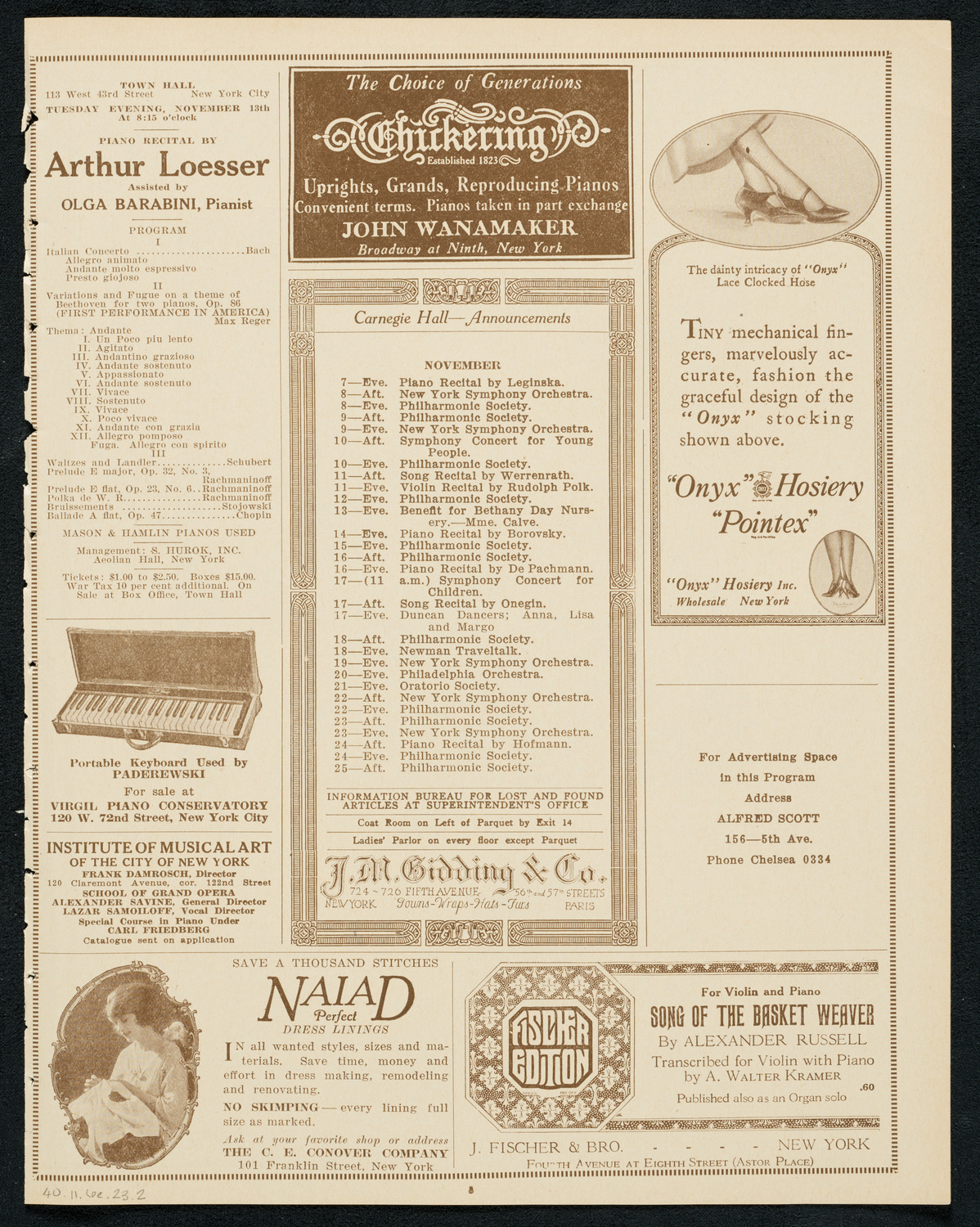 Paul Bernard, Violin, November 6, 1923, program page 3