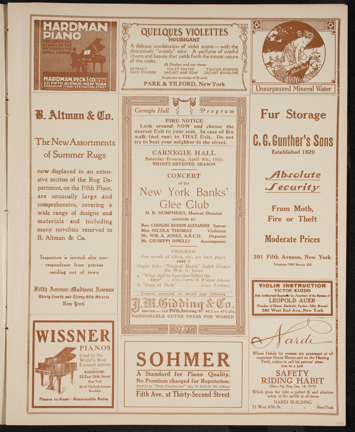 New York Banks' Glee Club, April 8, 1916, program page 5