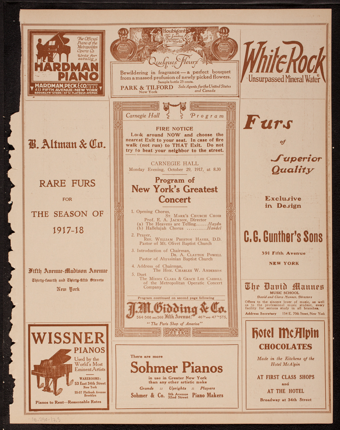 St. Mark's Church: Program of New York's Greatest, October 29, 1917, program page 5