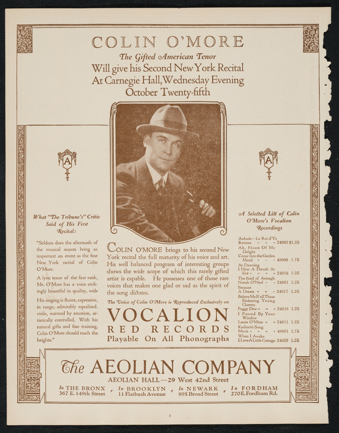 Concierto Espagnol, October 21, 1922, program page 2