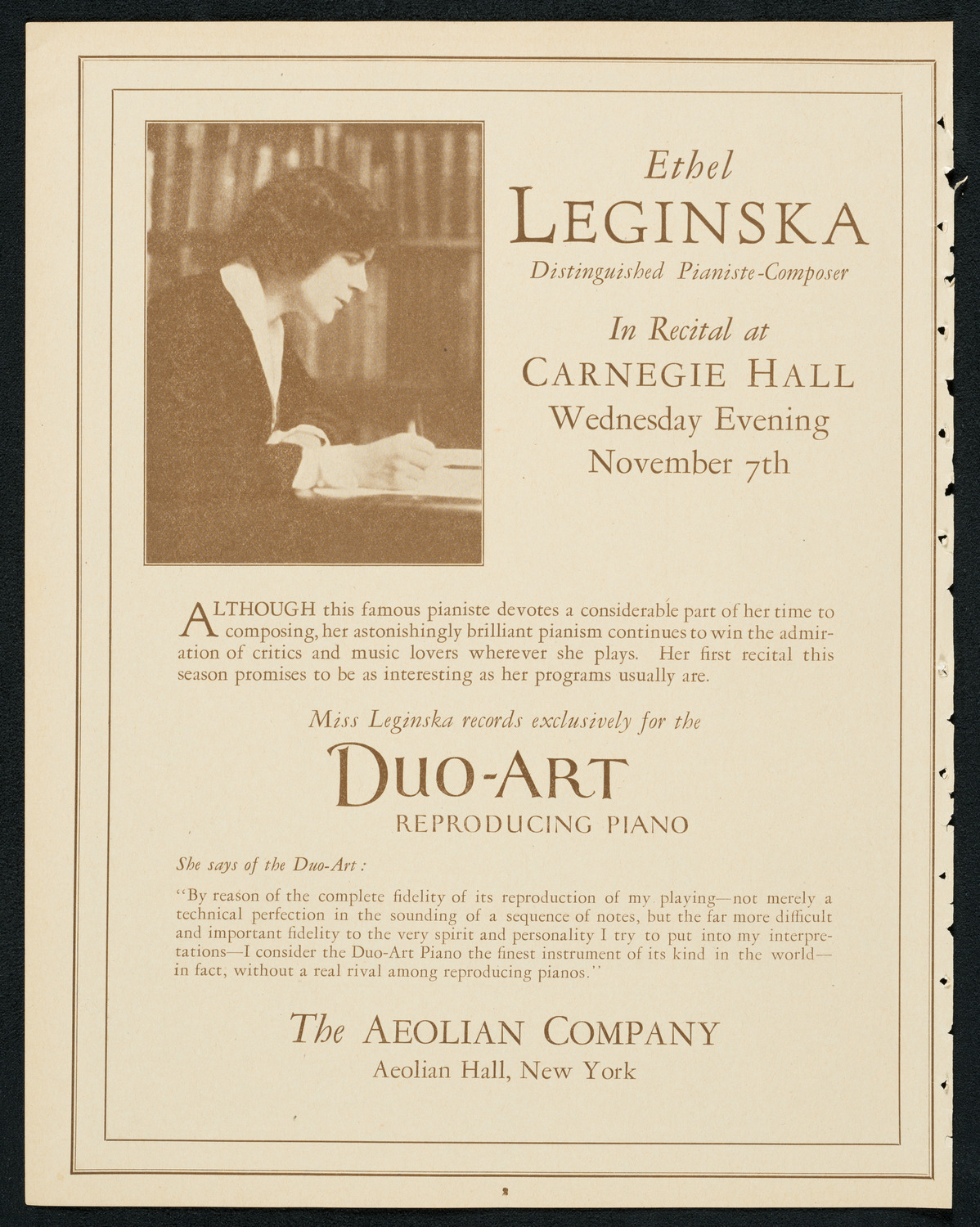 Ethel Leginska, Piano, November 7, 1923, program page 2