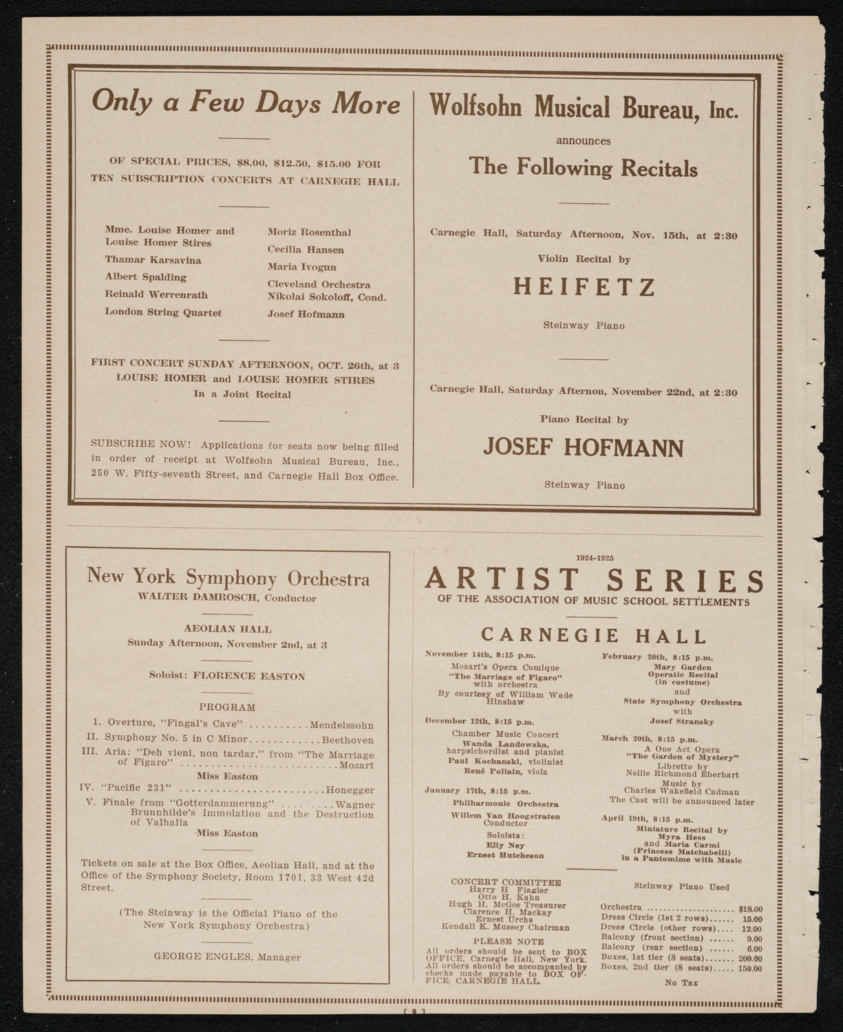 New York Philharmonic, October 30, 1924, program page 8