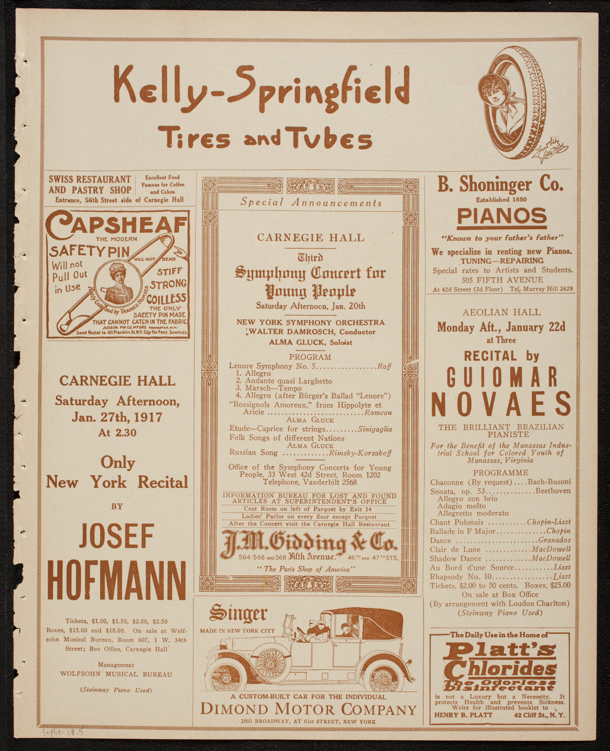 Singers Club of New York, January 15, 1917, program page 9
