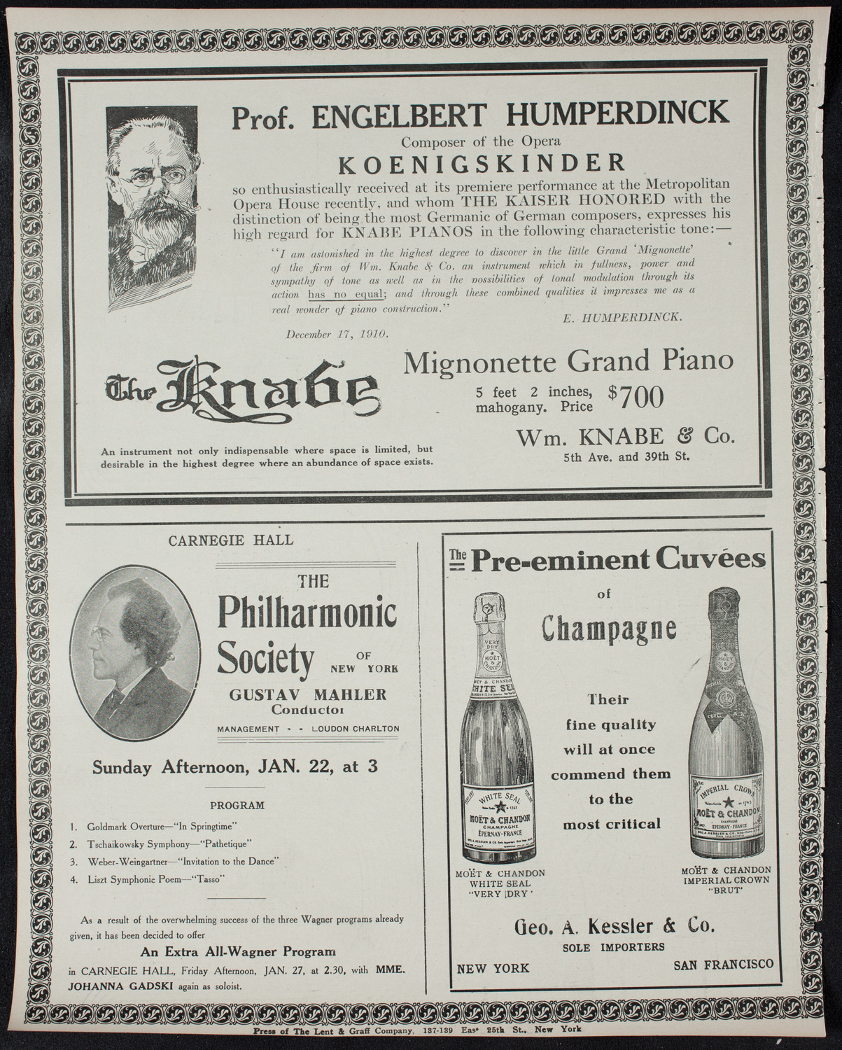 Edmond Clement, Tenor, January 18, 1911, program page 12