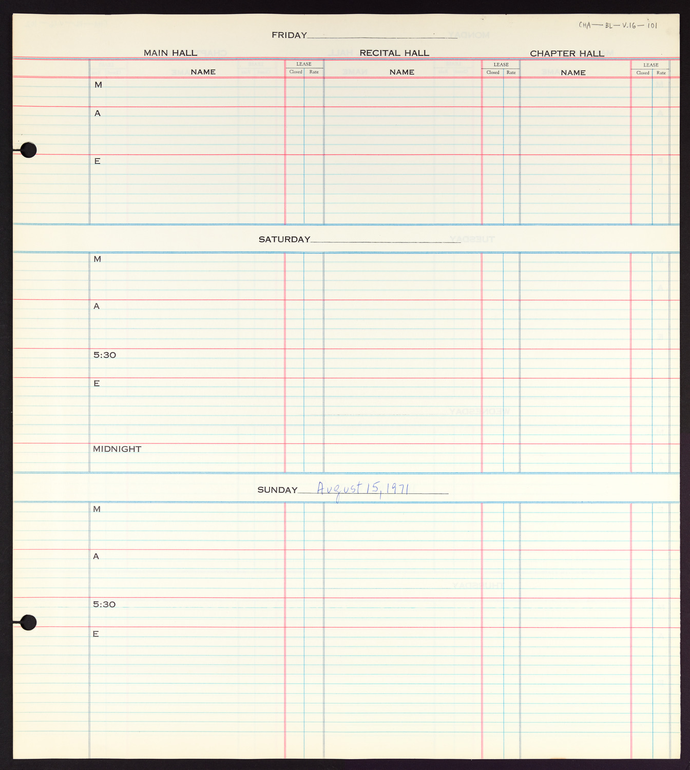 Carnegie Hall Booking Ledger, volume 16, page 101