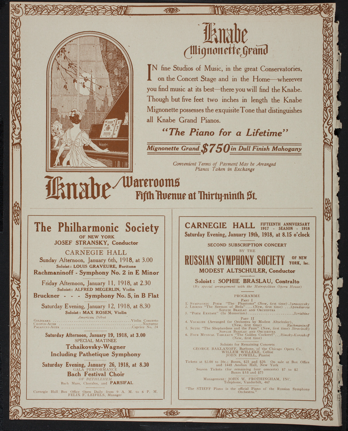 New York Philharmonic, January 3, 1918, program page 12