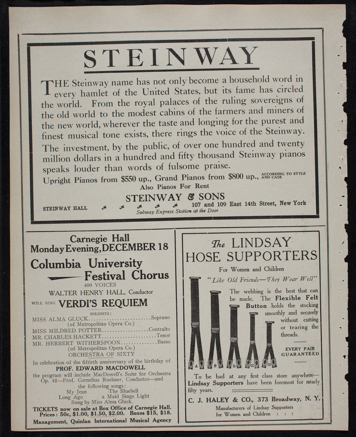 New York Philharmonic, December 14, 1911, program page 4