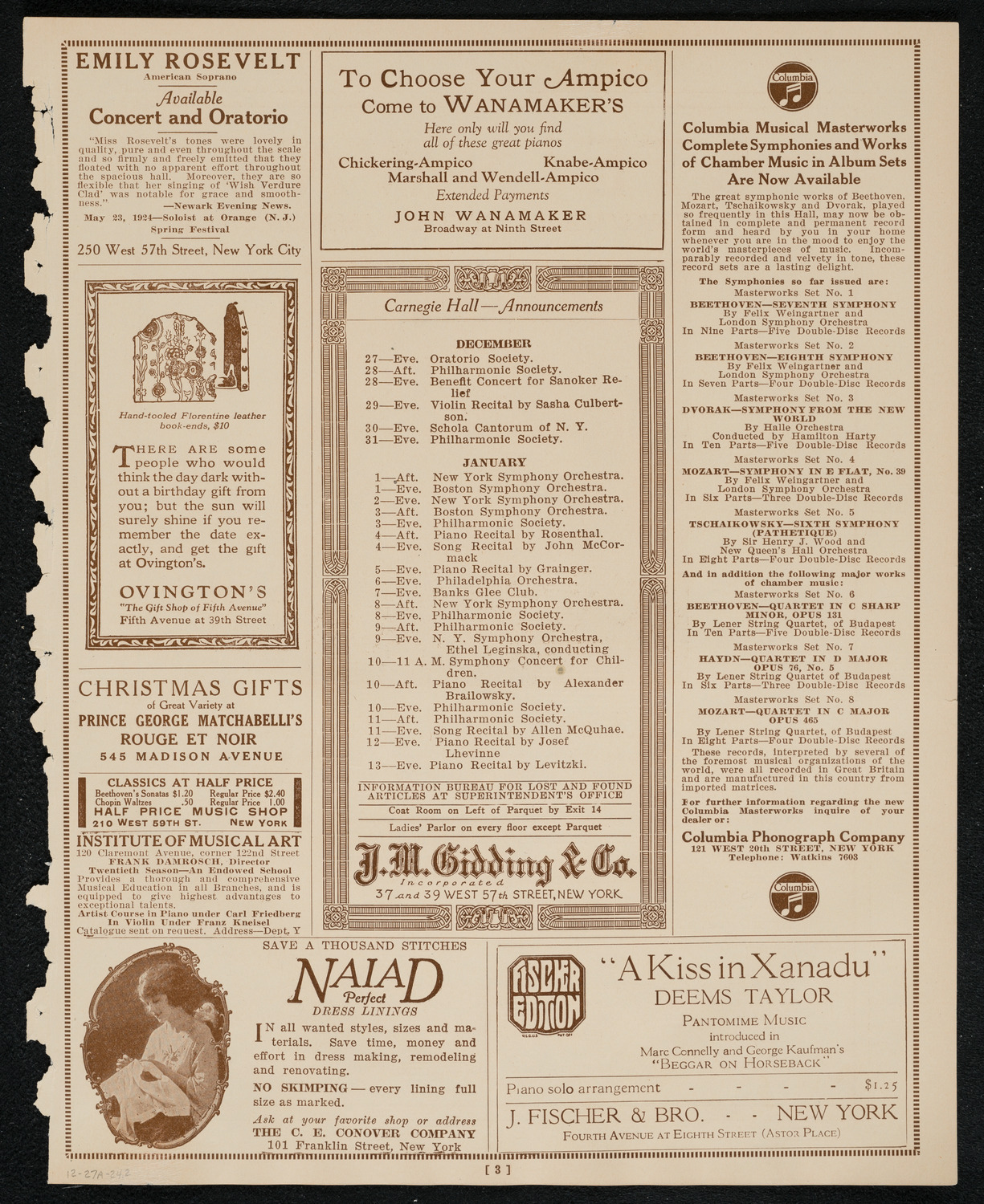 Symphony Concert for Young People, December 27, 1924, program page 3