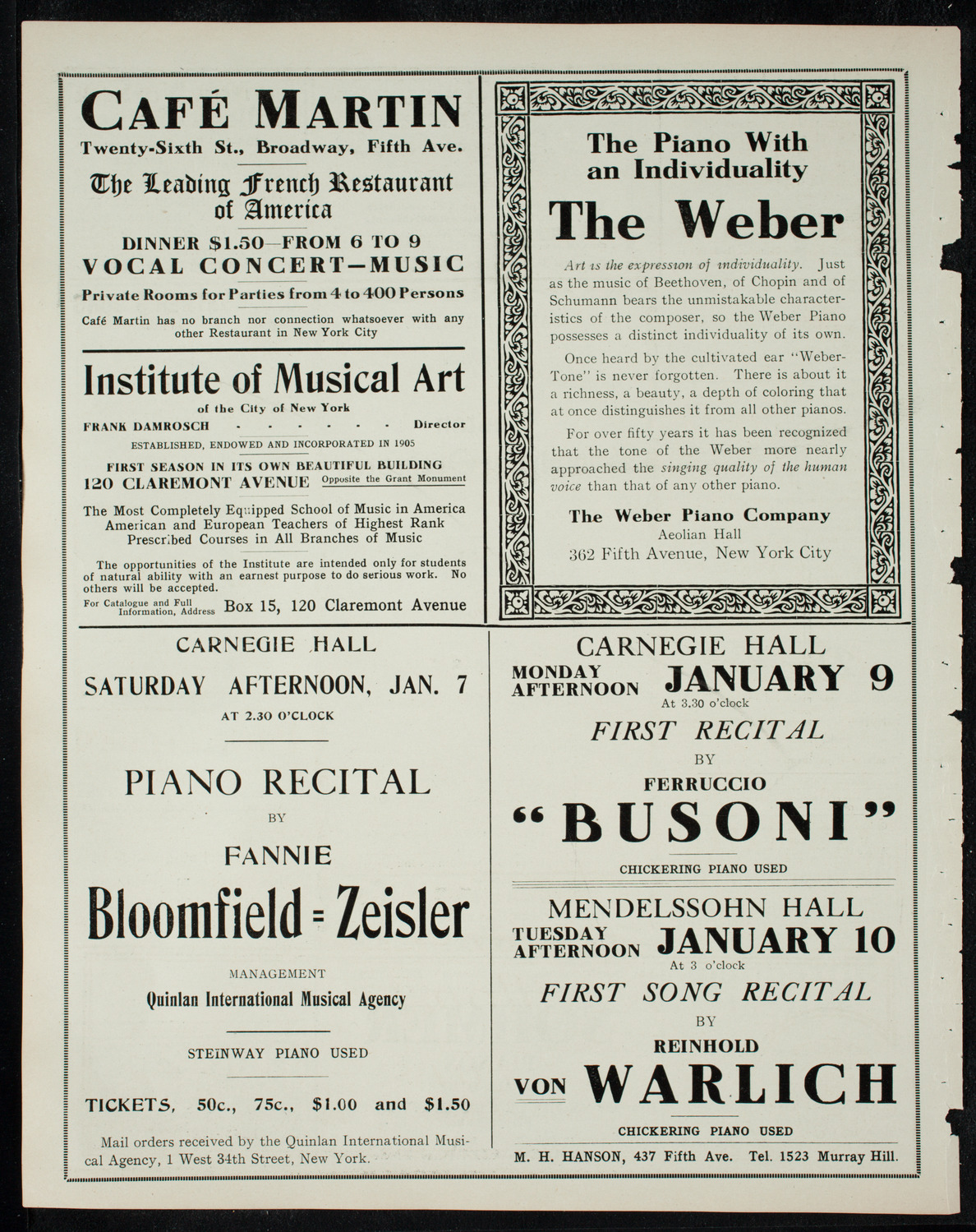 Boston Symphony Orchestra, December 8, 1910, program page 6