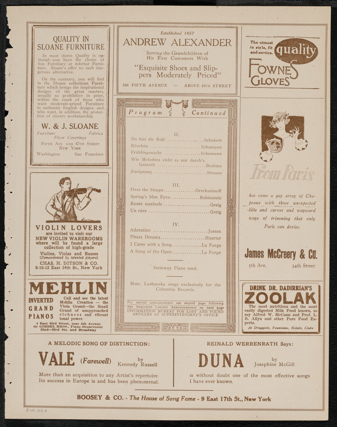 Hulda Lashanska, Soprano, March 15, 1921, program page 7