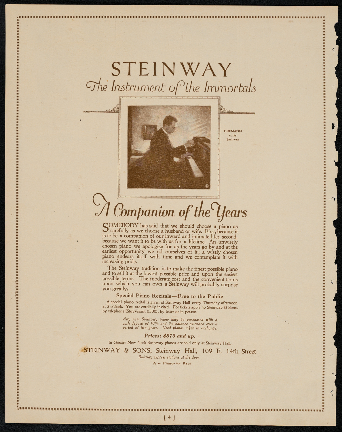Mishel Piastro, Violin, and Joseph Press, Cello, March 5, 1922, program page 4