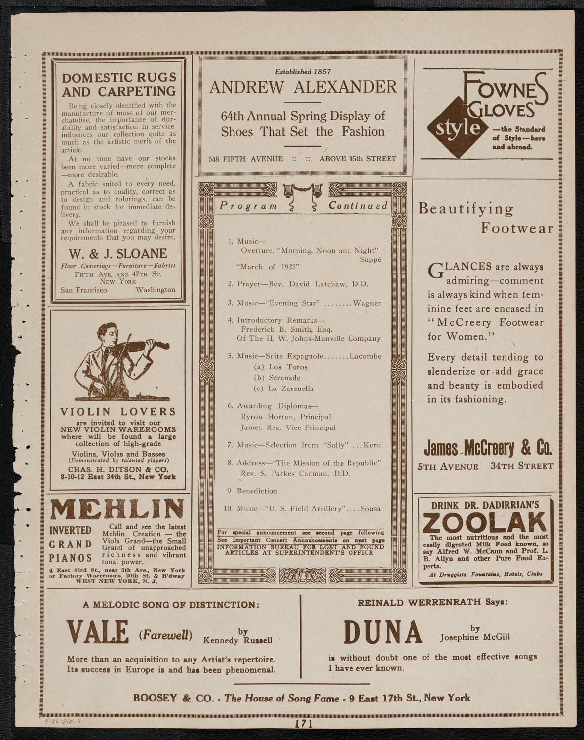 Graduation: Packard Commercial School, May 26, 1921, program page 7