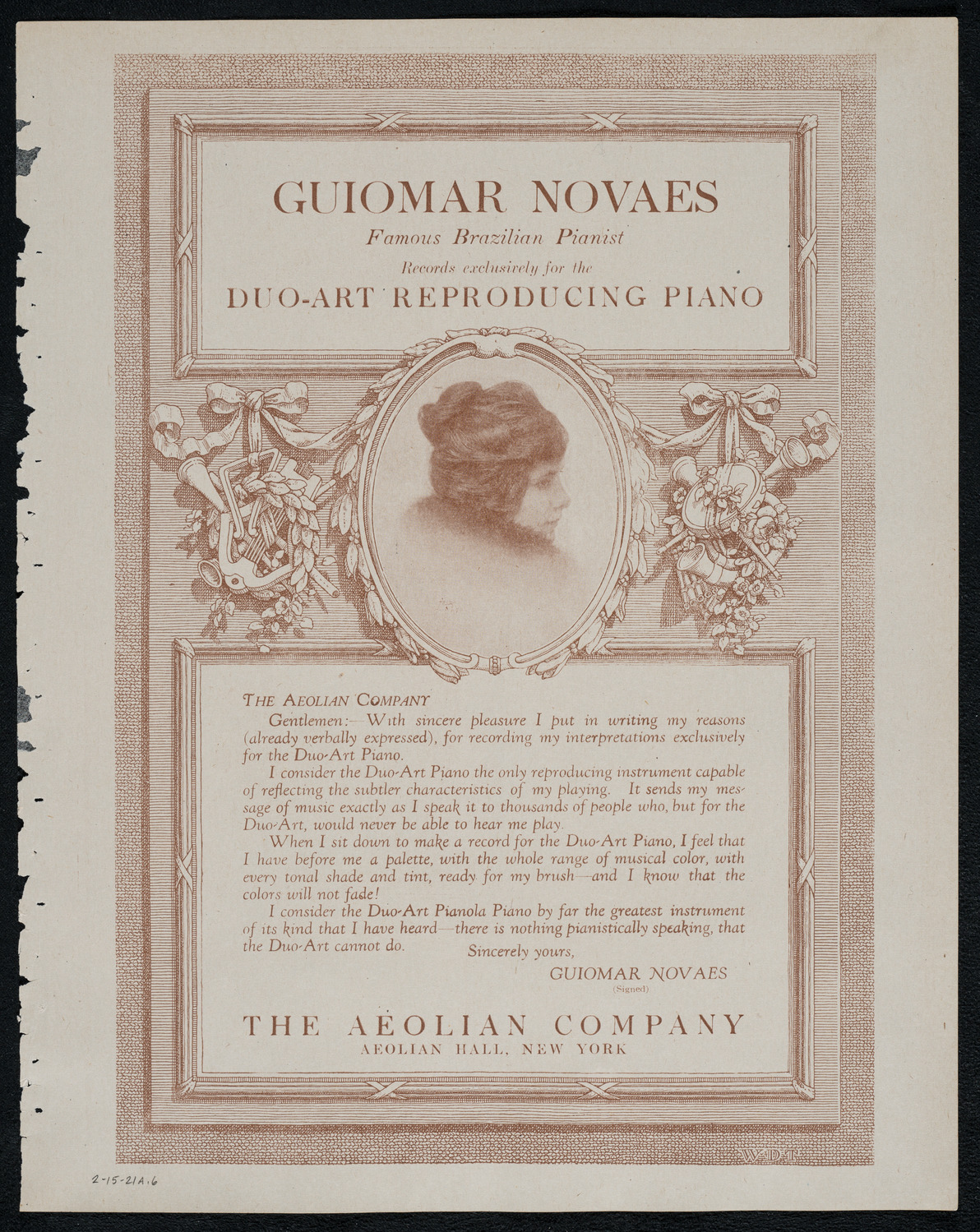 National Symphony Orchestra, February 15, 1921, program page 11