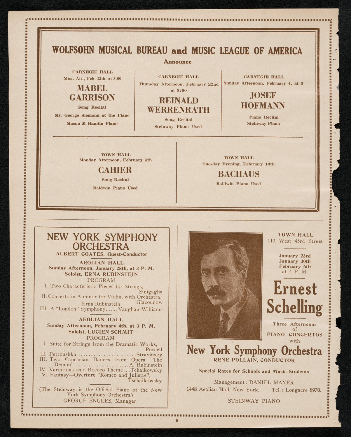 Cleveland Orchestra, January 23, 1923, program page 8