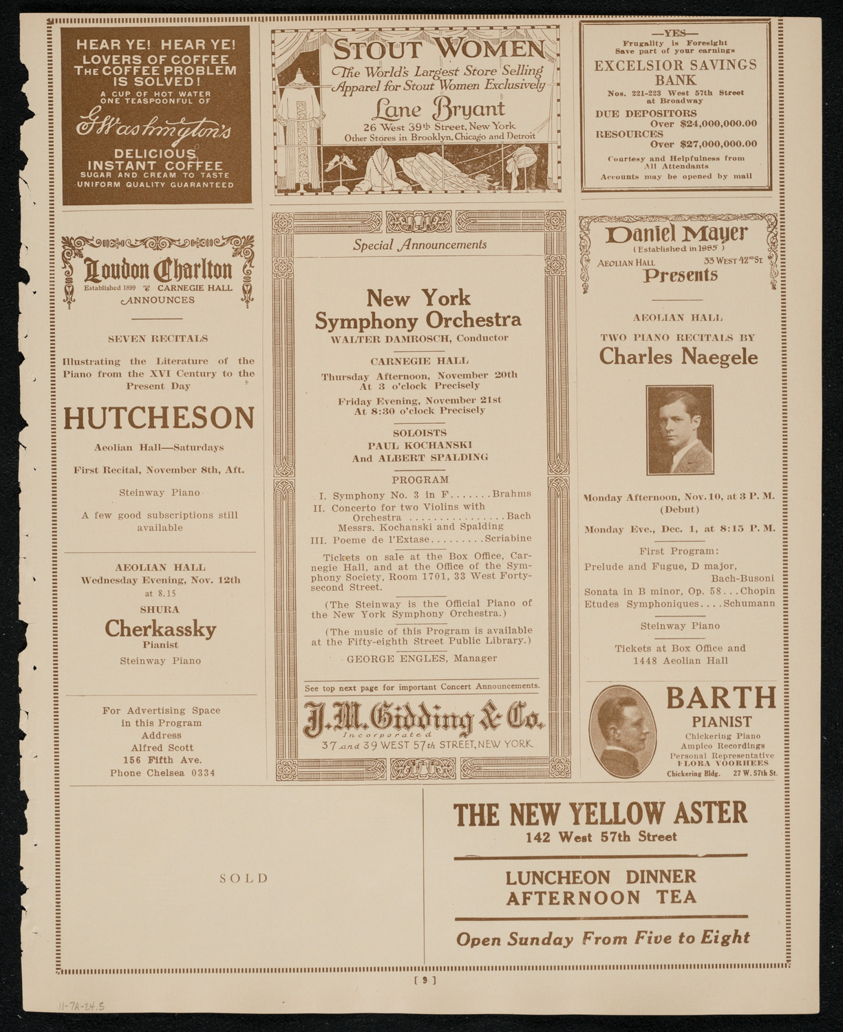 New York Philharmonic, November 7, 1924, program page 9