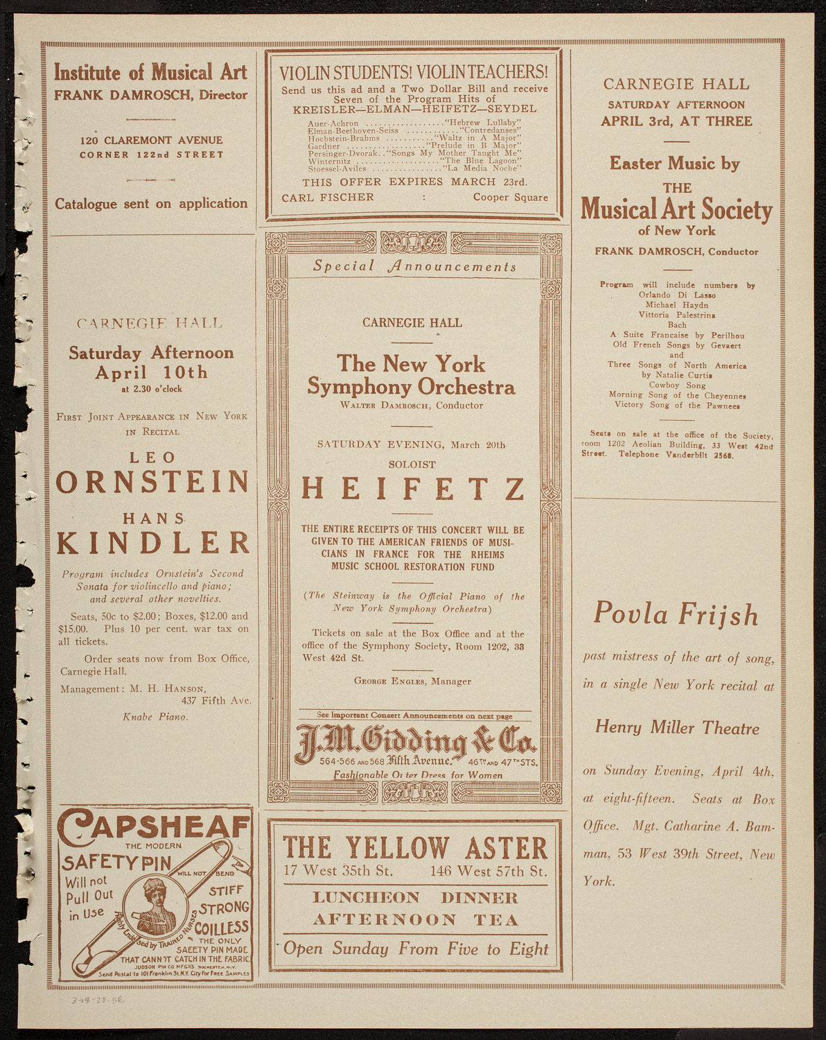 Boston Symphony Orchestra, March 18, 1920, program page 9