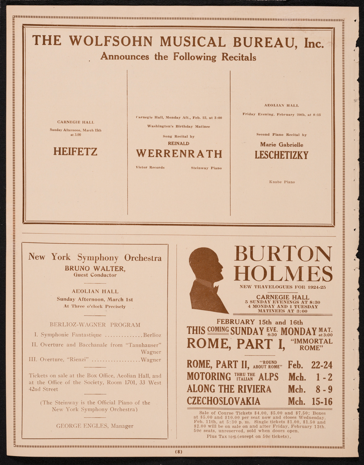 Alexander Brailowsky, Piano, February 14, 1925, program page 8