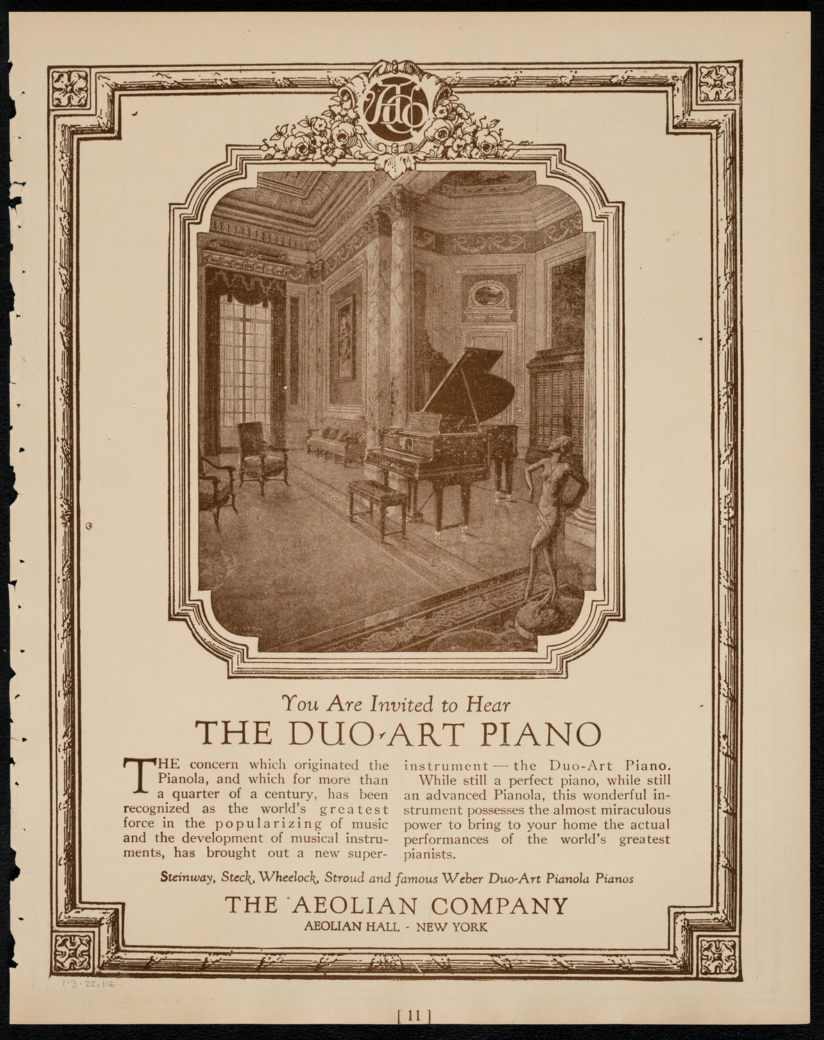 Philadelphia Orchestra, January 3, 1922, program page 11