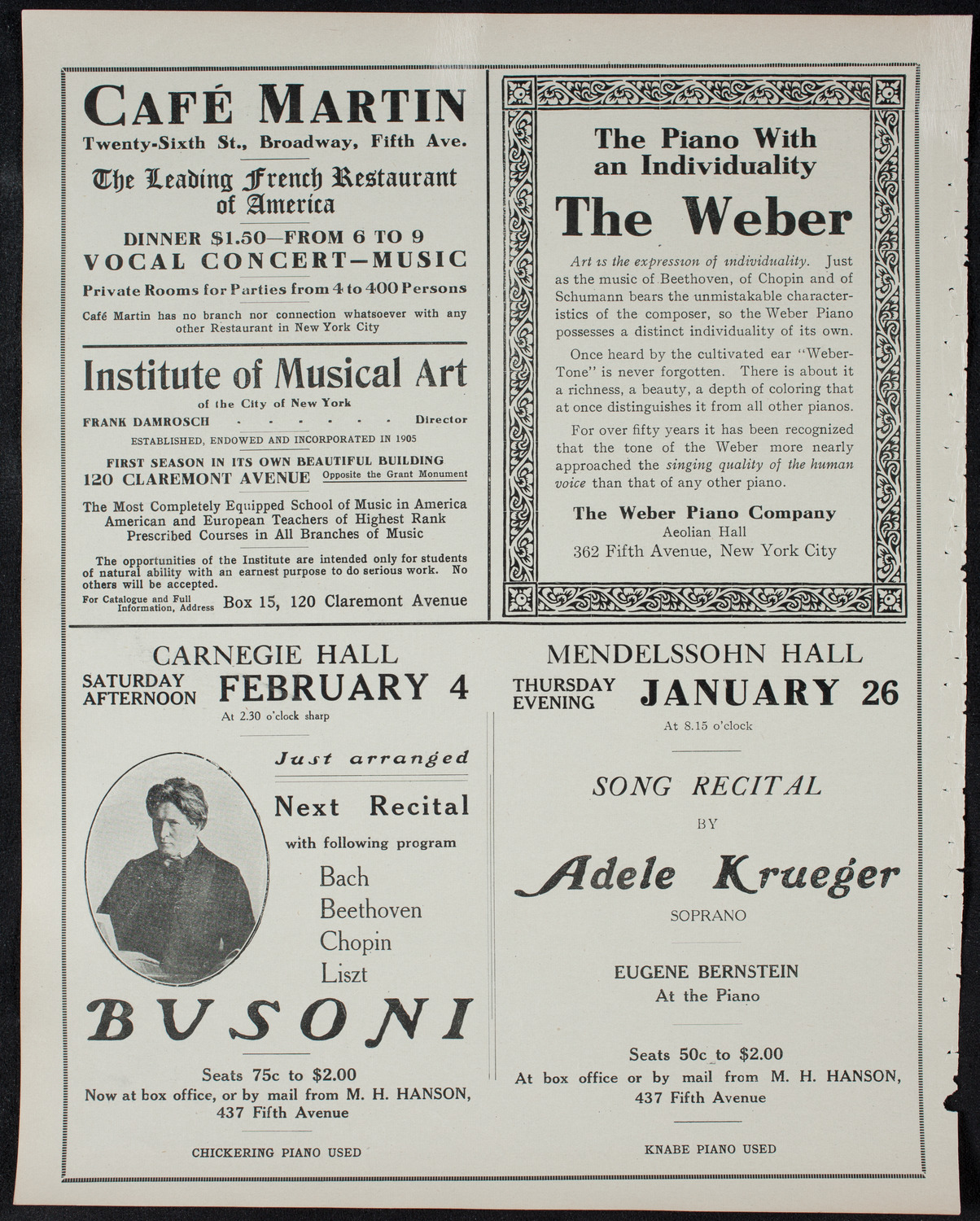 Russian Symphony Society of New York, January 19, 1911, program page 6