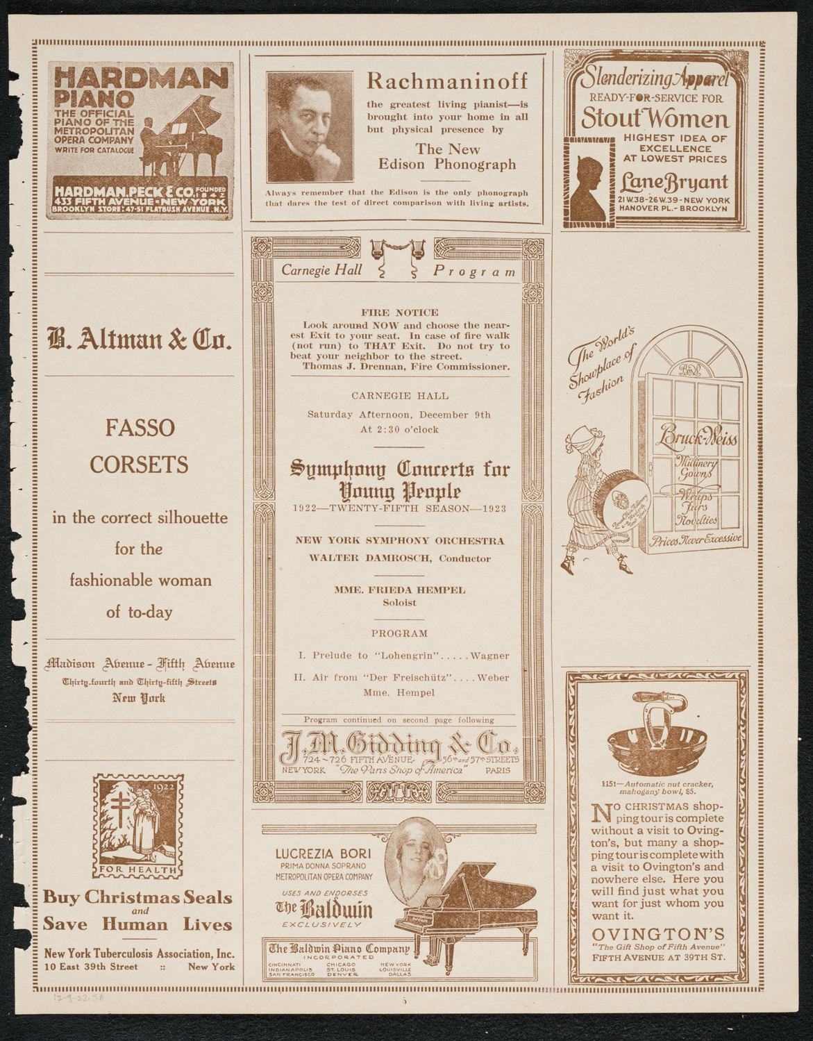 Symphony Concert for Young People, December 9, 1922, program page 5