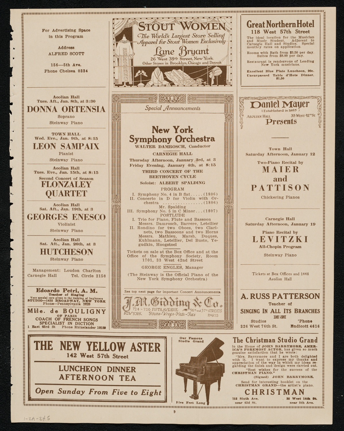 State Symphony Orchestra of New York, January 2, 1924, program page 9